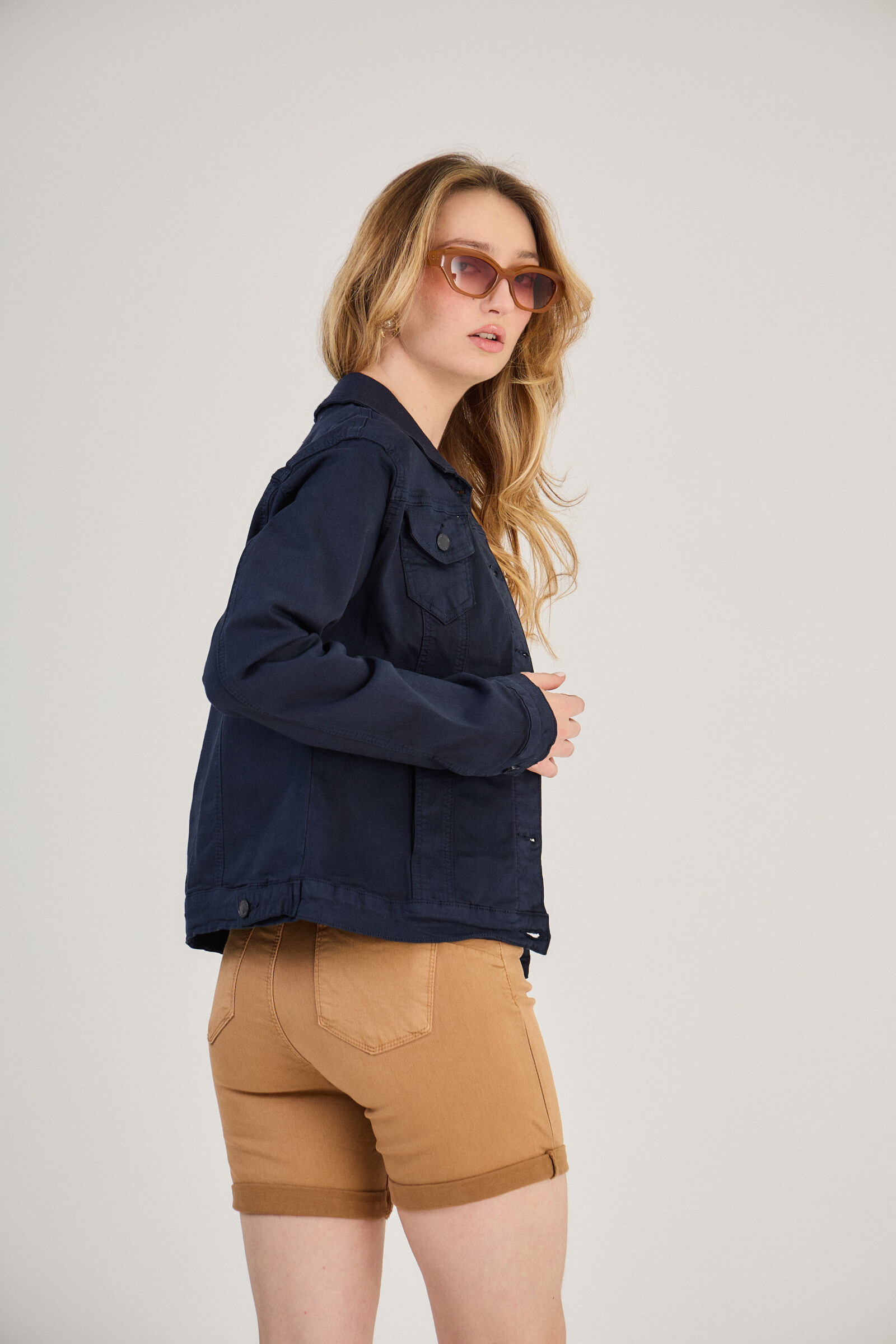 Regular color jacket (stretch cotton) - ANA & LUCY - Navy - 4 - large format