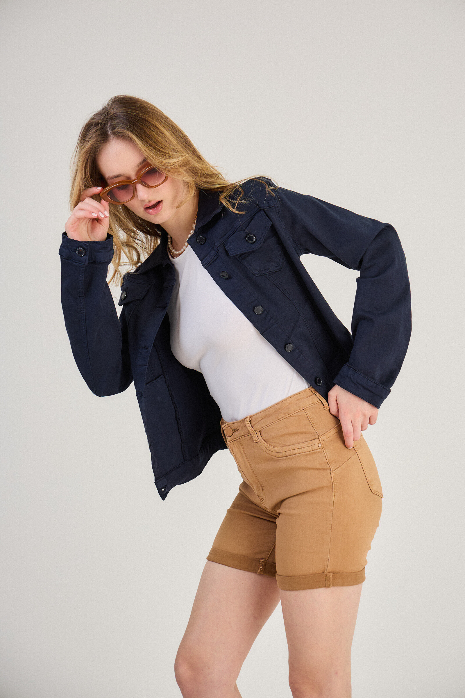 Regular color jacket (stretch cotton) - ANA & LUCY - Navy - 2 - large format