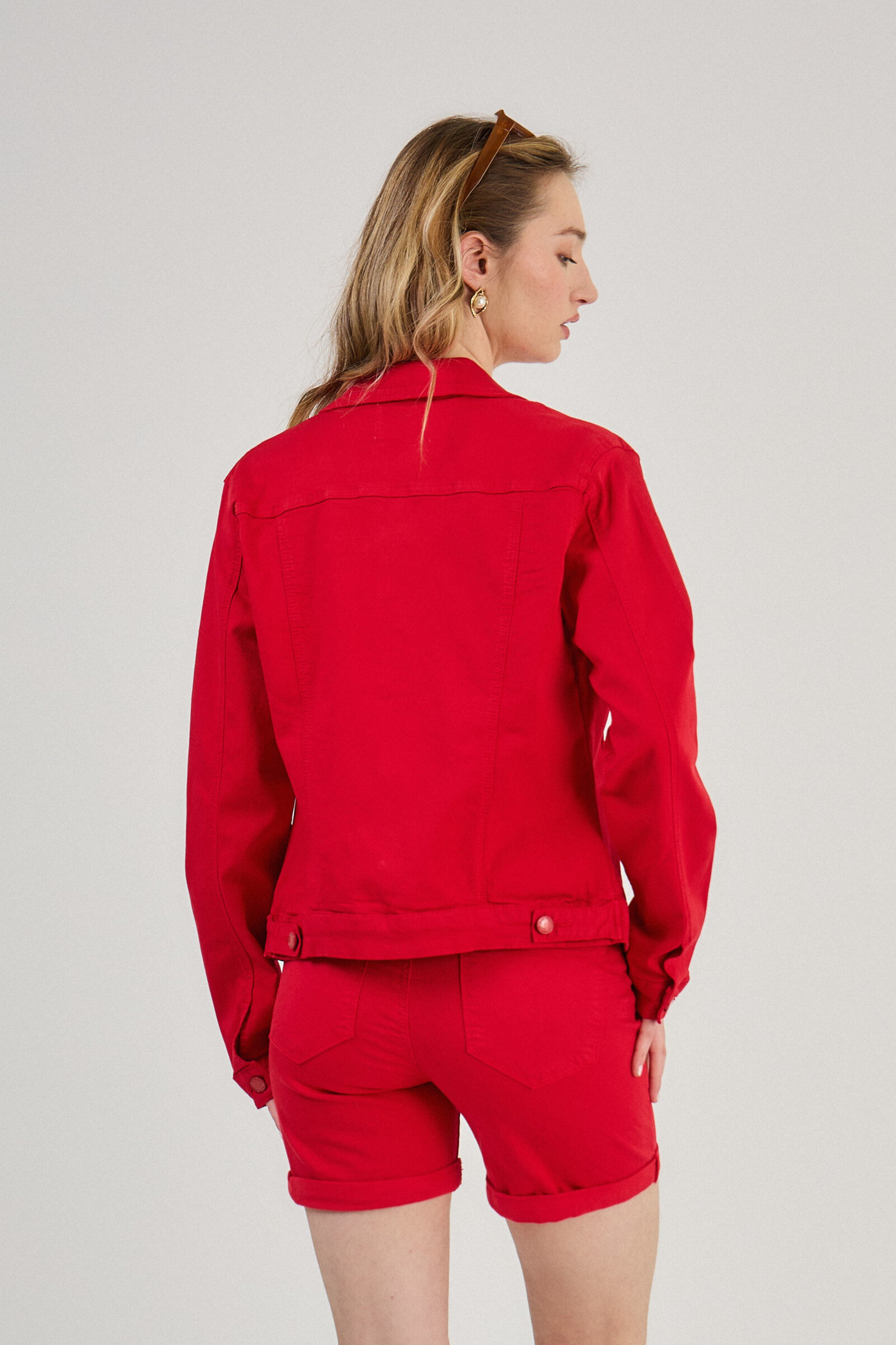 Regular color jacket (stretch cotton) - ANA & LUCY - Red - 5 - large format