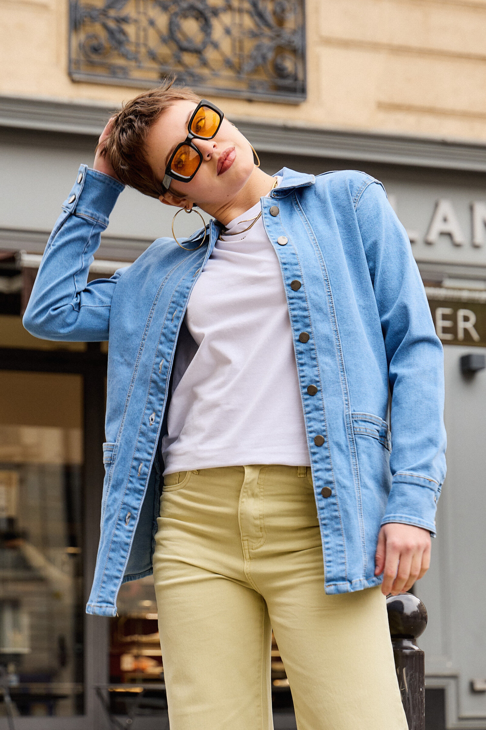 Wholesaler ANA & LUCY - Long jeans jacket (wide pockets)- ANA & LUCY