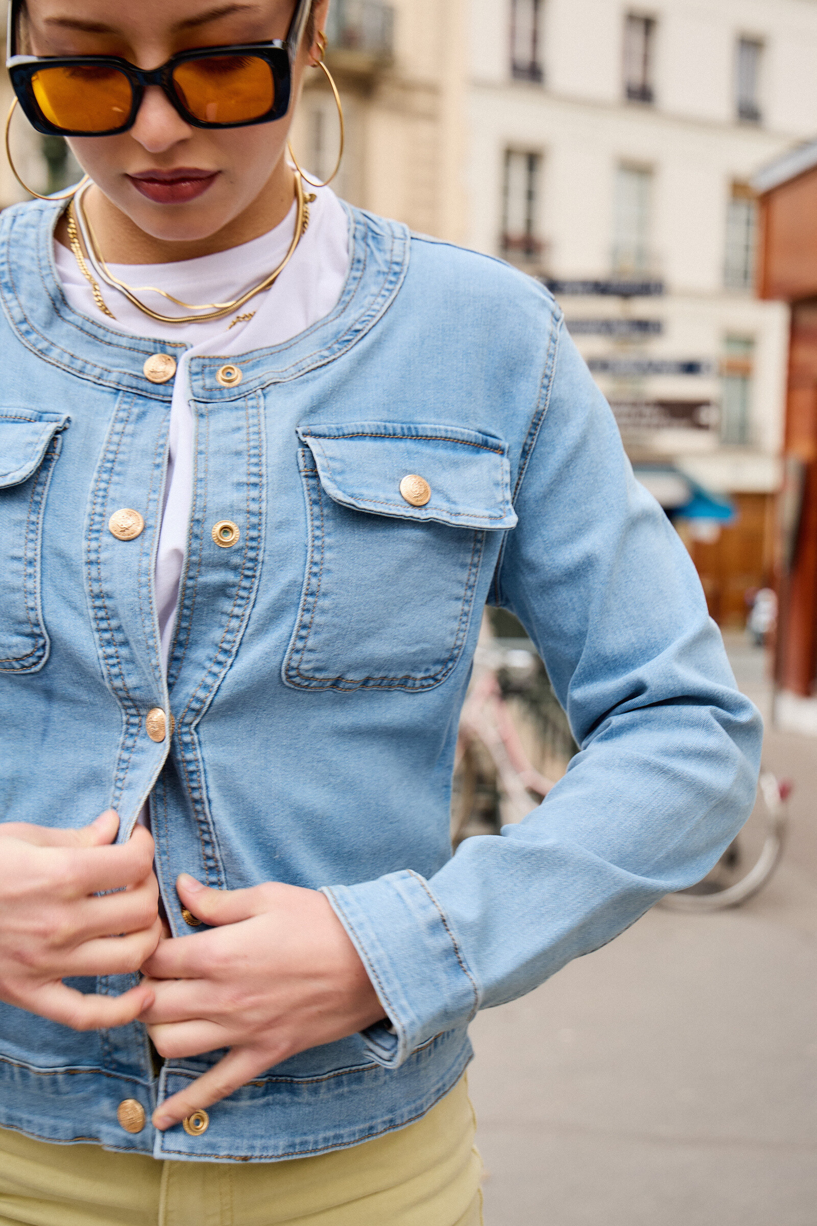 Wholesaler ANA & LUCY - Jeans jacket (round neck) - ANA & LUCY