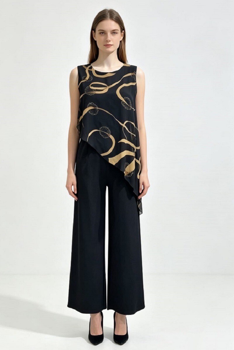 Wholesaler Ana & Ysa - Jumpsuit with asymmetrical printed overlay