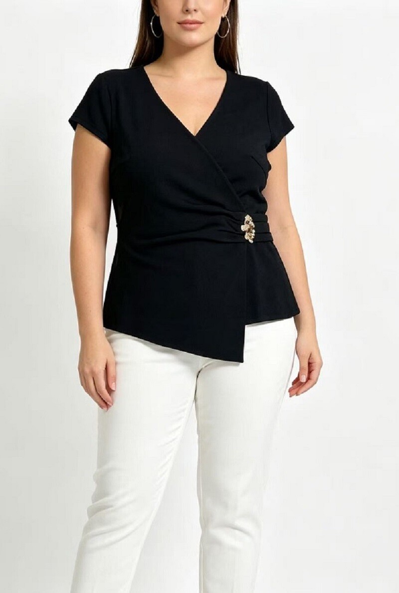 Mayorista Ana & Ysa - Chaleco cruzado con estampado dorado en tejido elástico