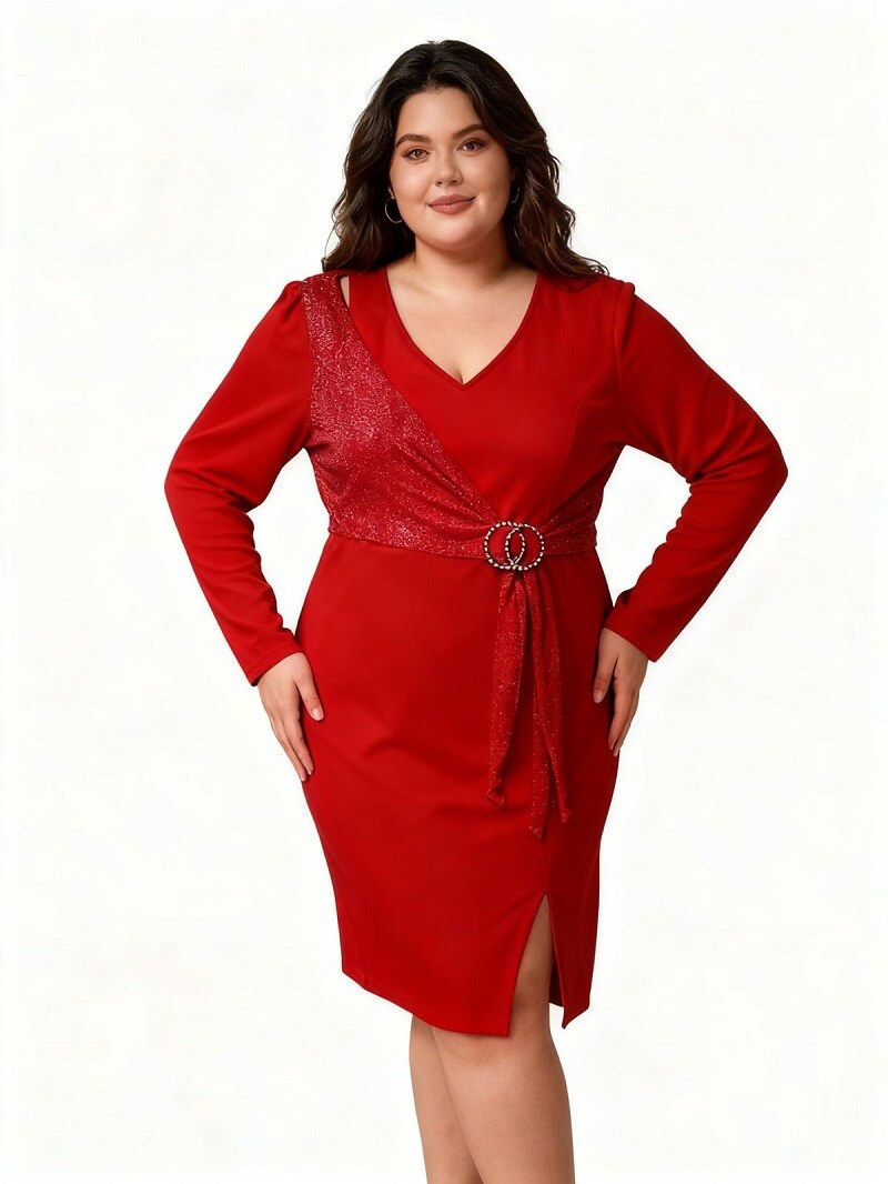 Women's long-sleeve dress, 95% polyester, 5% elastane, perfect for spring/summer, imported from China.