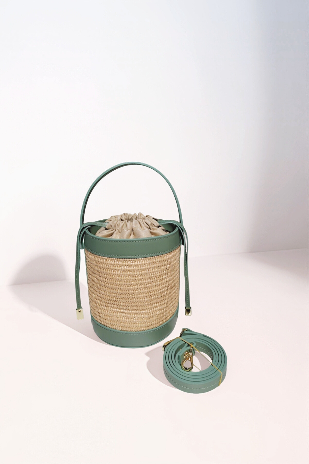 Mayorista Andie Blue - Bandouliere Raffia Handbag Gronished Leather