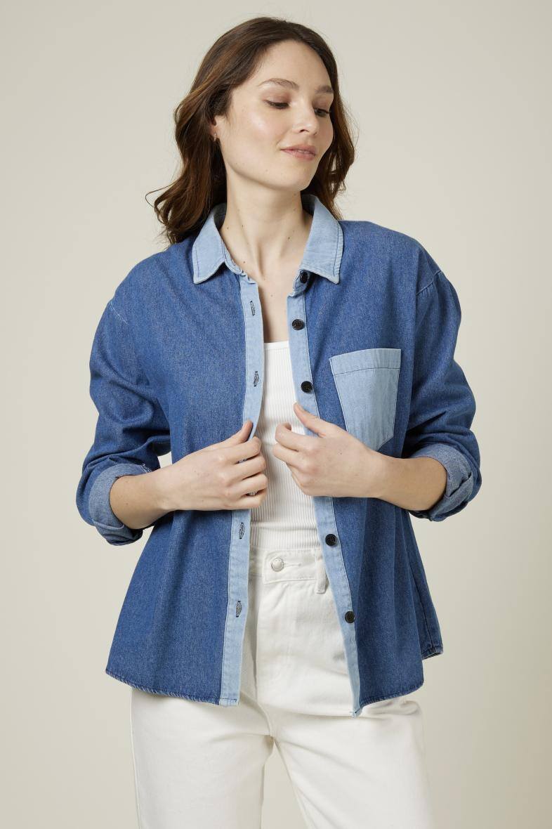 Grossista Andy & Lucy - Camicia di jeans bicolore