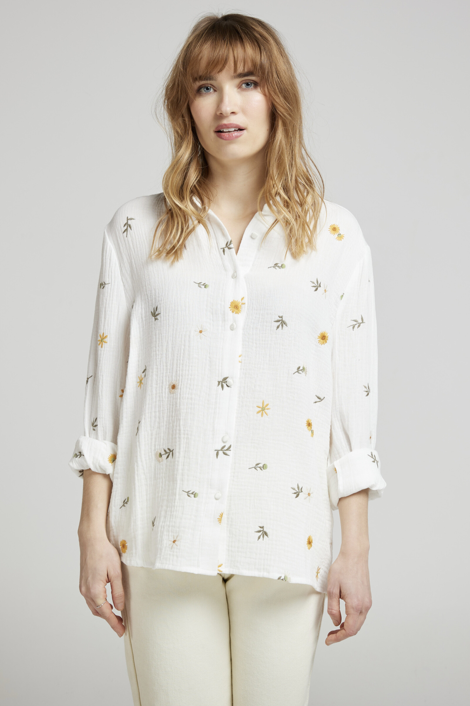 Wholesaler Andy & Lucy - Cotton gauze embroidered shirt