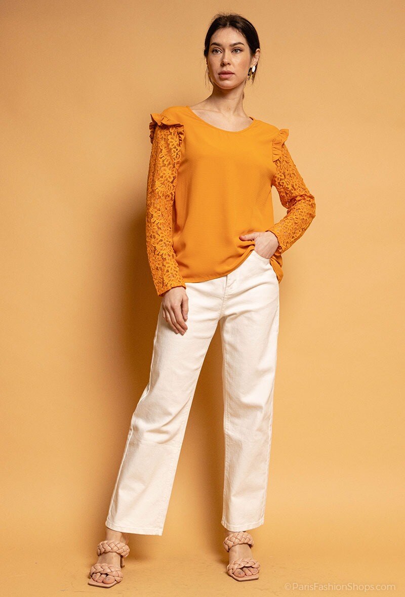 Wholesaler Andy & Lucy - Top with lace sleeves