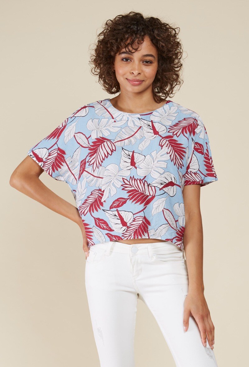 Grossiste Andy & Lucy - Haut manches courtes fleuri tropical