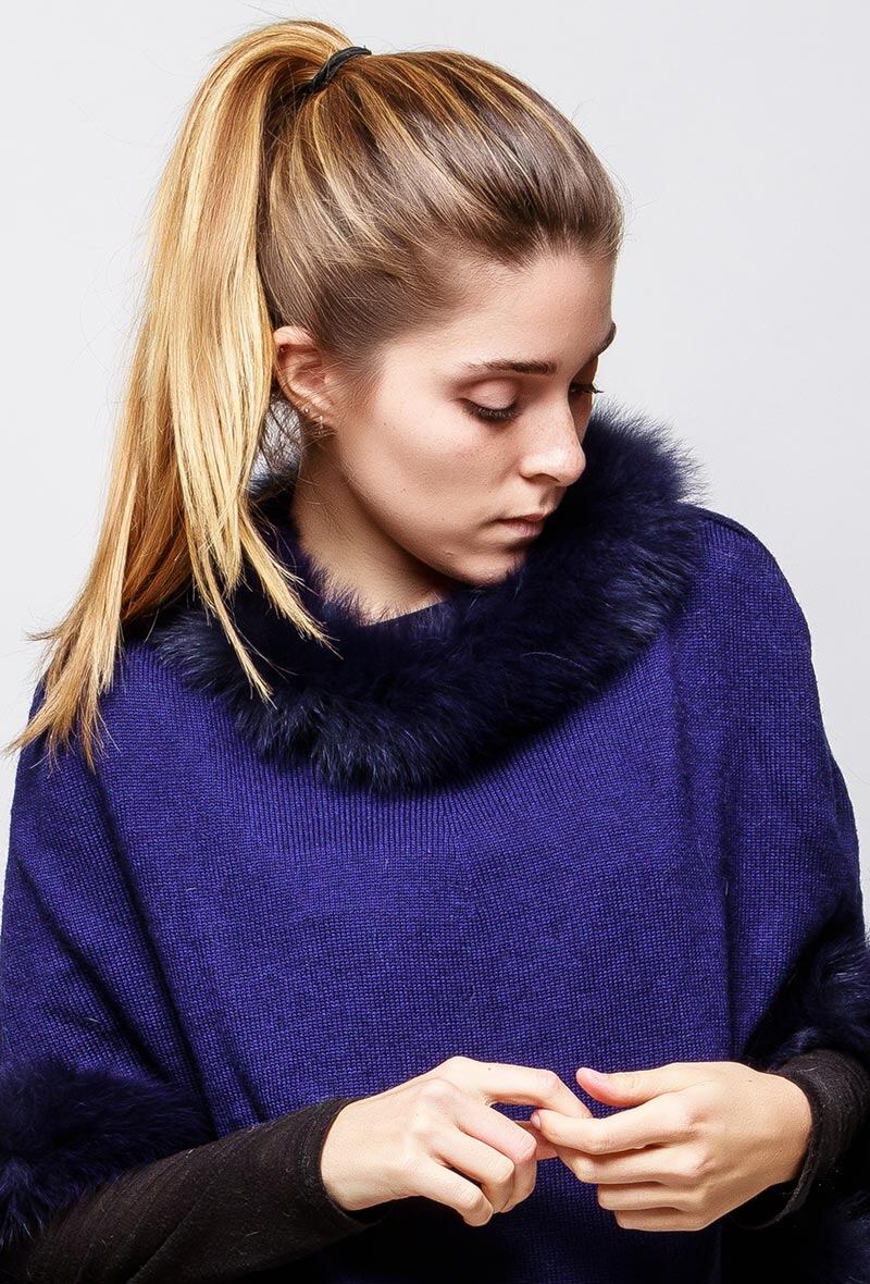 Grossiste Angelique.L - PONCHO EN LAINE ET FOURRURE DE RENARD