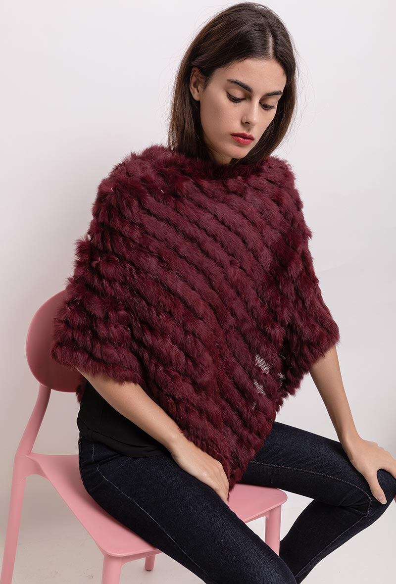 Grossiste Angelique.L - PONCHO EN FOURRURE DE LAPIN RUBAN