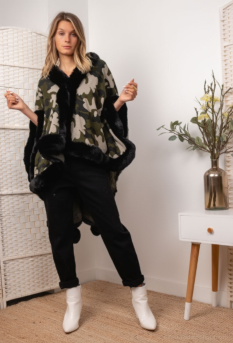 Wholesaler Angelique.L - MILITARY PRINT CAPE