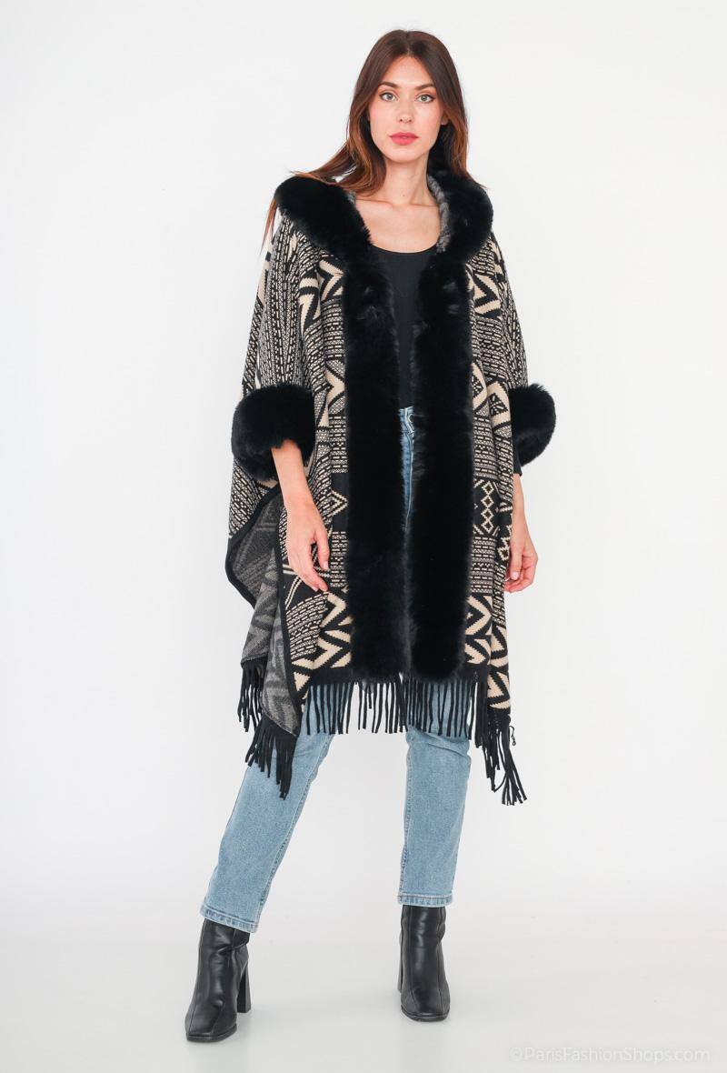 Wholesaler Angelique.L - CAPE WITH GEOMETRIC PRINTED SLEEVE
