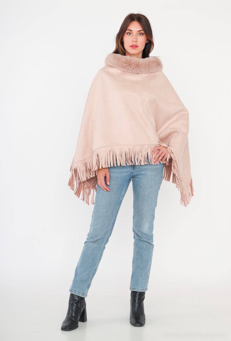 Wholesaler Angelique.L - SUEDE COWBOY PONCHO WITH FRINGES