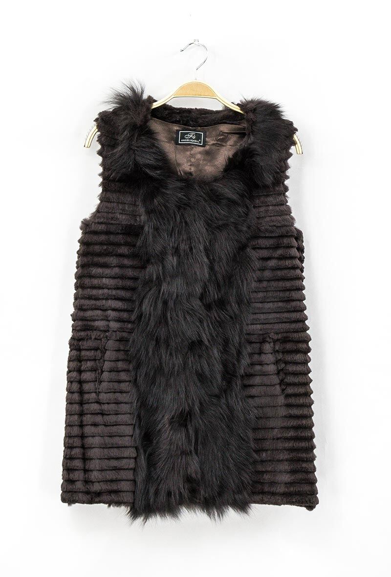 Wholesaler Angelique.L - SLEEVELES VEST IN RABBIT AND FOX FUR