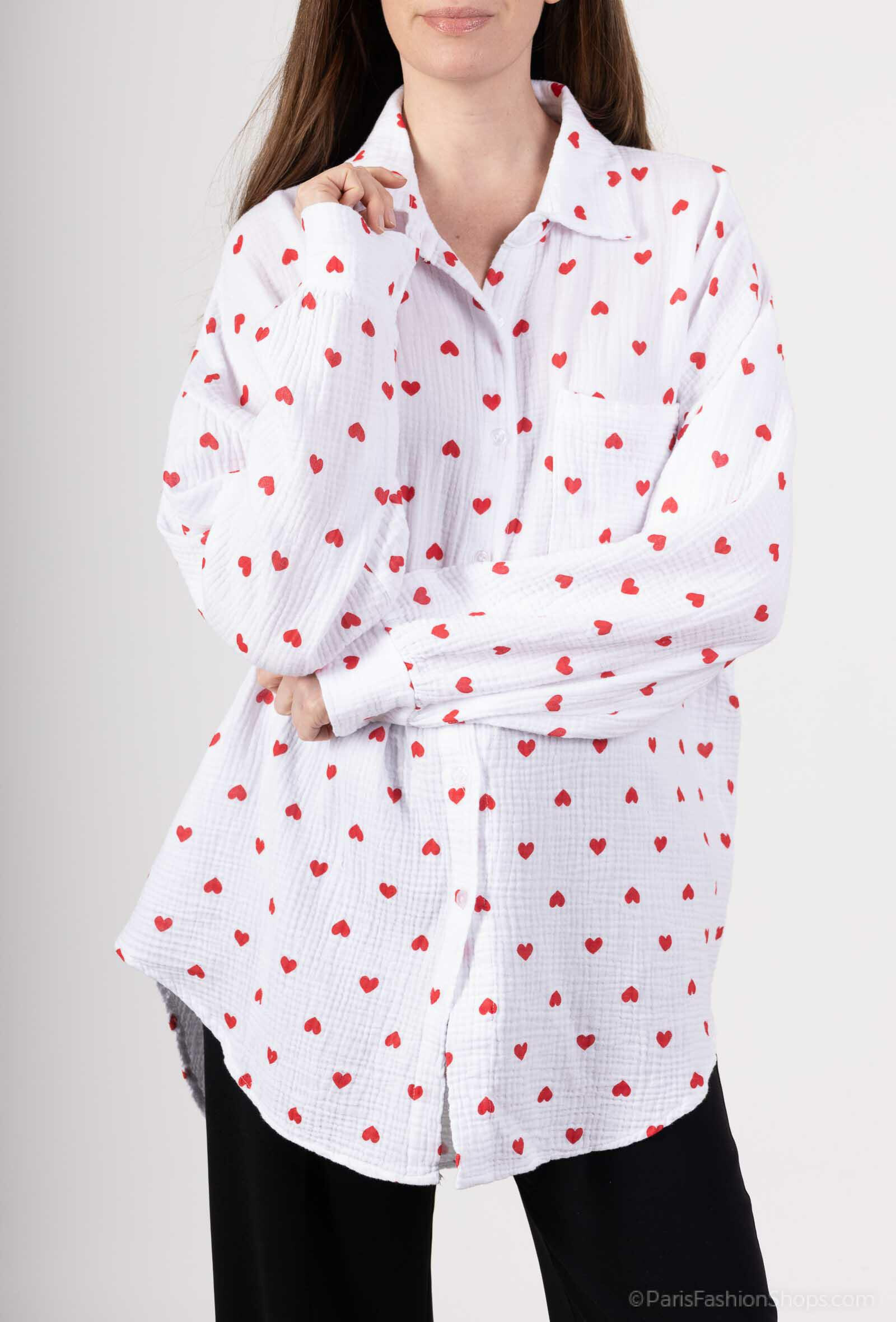 Wholesaler ANNE LOU'S - 100% cotton shirt with hearts