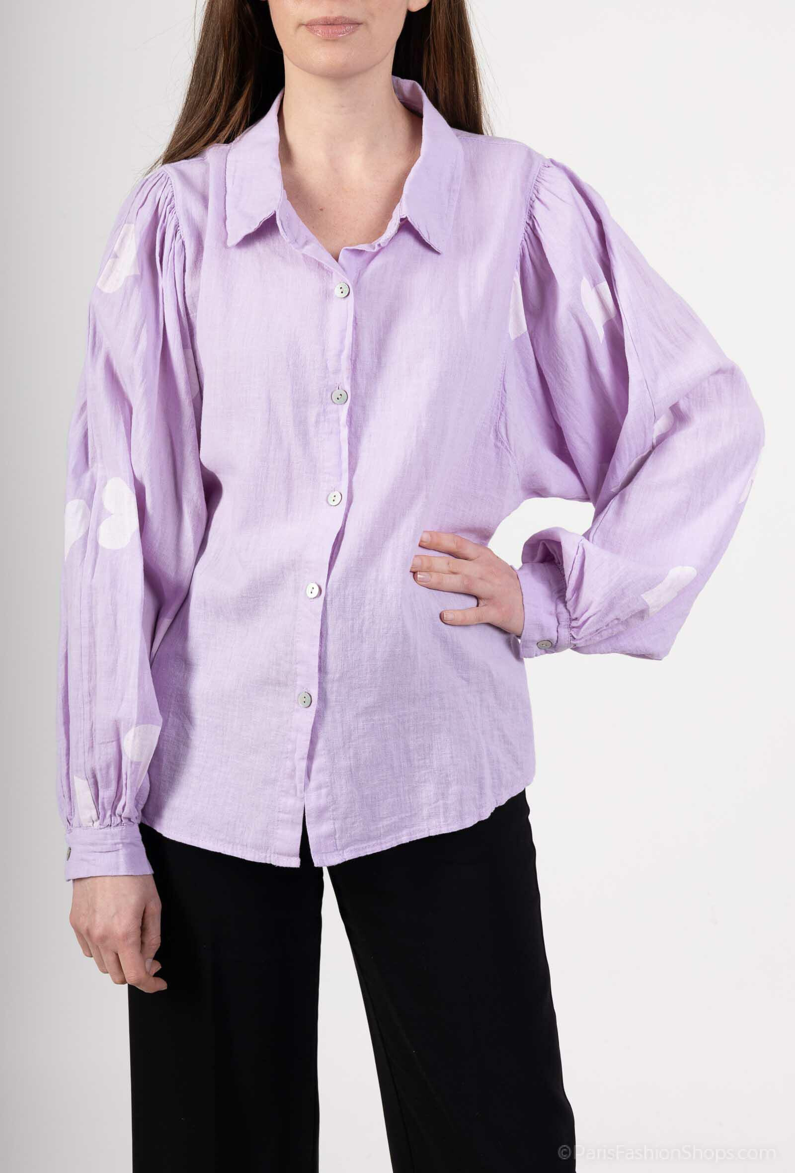 Wholesaler ANNE LOU'S - Linen shirt mixed with hearts