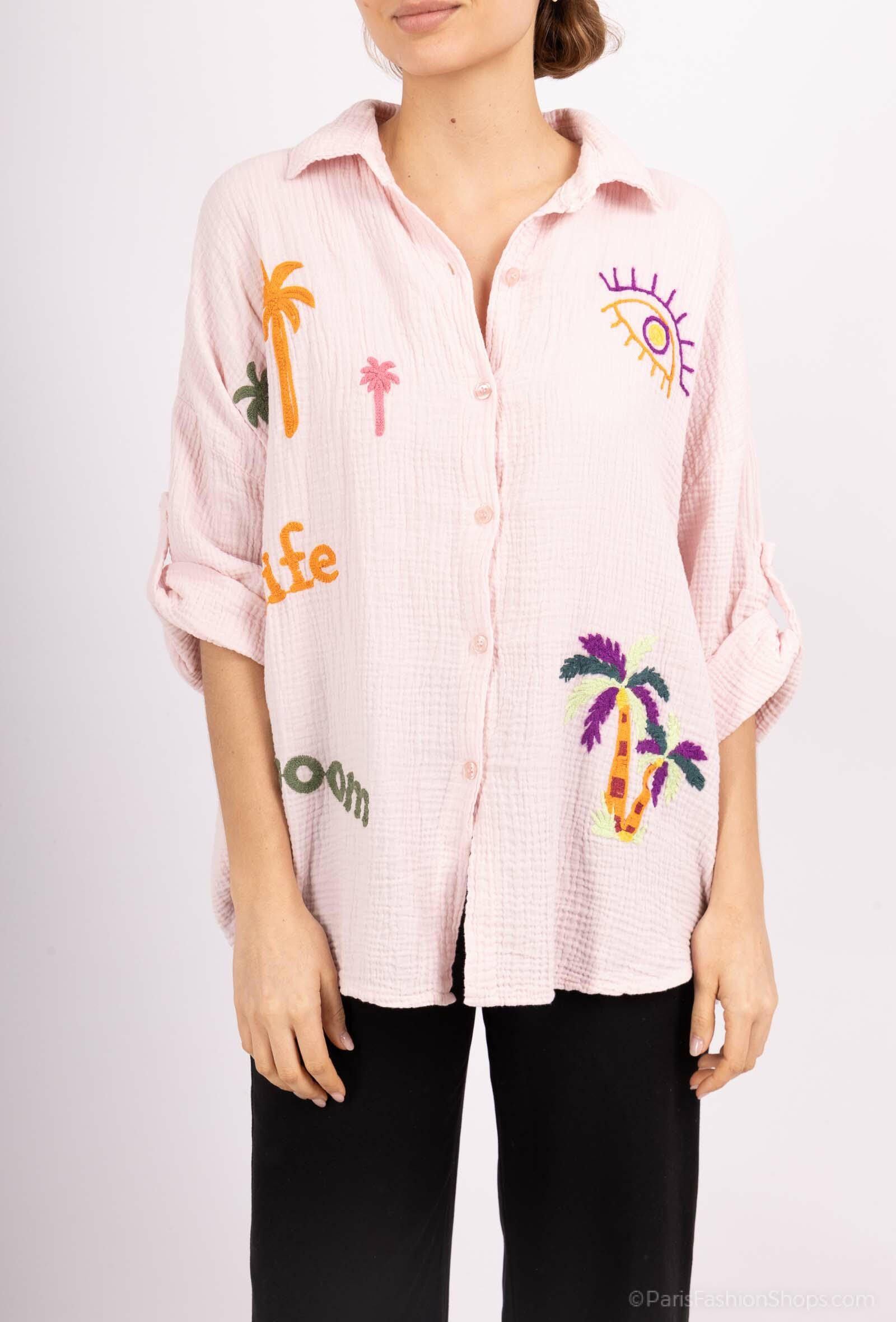 Wholesaler ANNE LOU'S - Long embroidered shirt