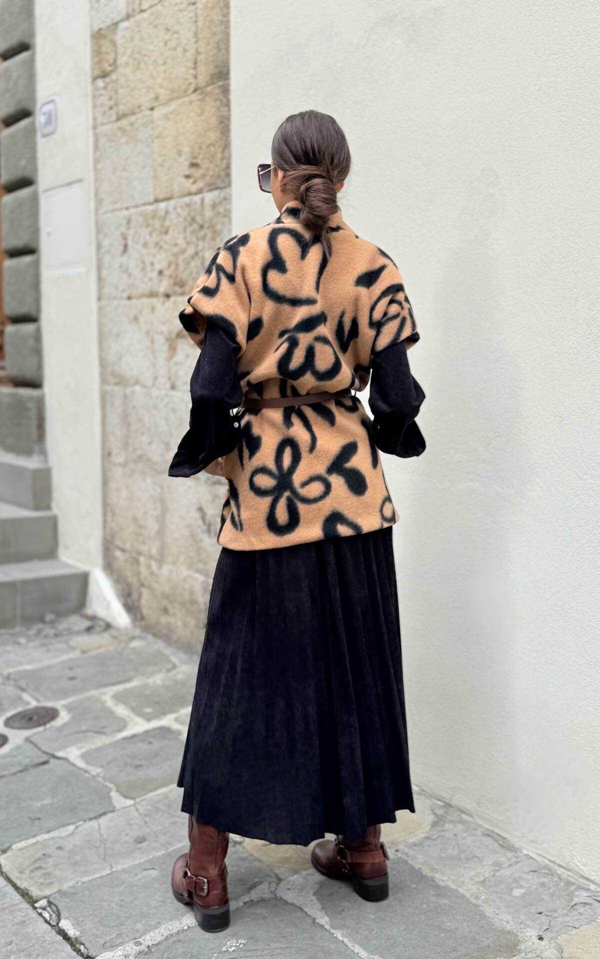 Wholesaler ANNE LOU'S - Pleated suede skirt 100cm