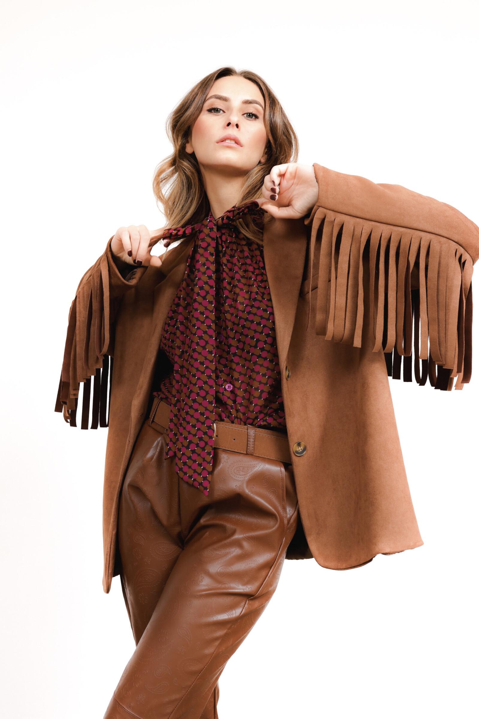 Wholesaler ANNE LOU'S - Velvet jacket with fringed sleeves