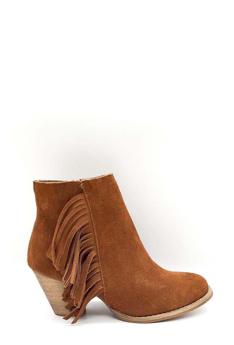 Mayorista Anoushka (Shoes) - Botines de ante con flecos y cierre de cremallera.