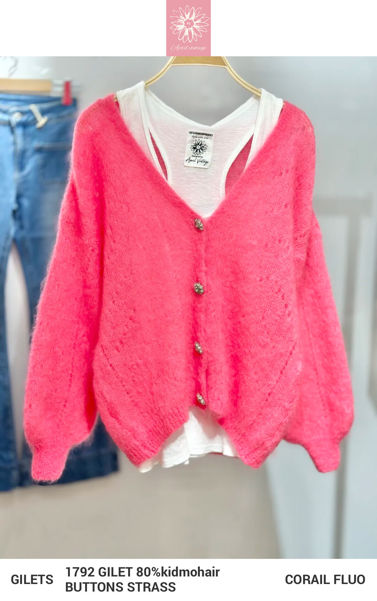 Wholesaler APRIL VINTAGE - STRASS VEST 80%Mohair