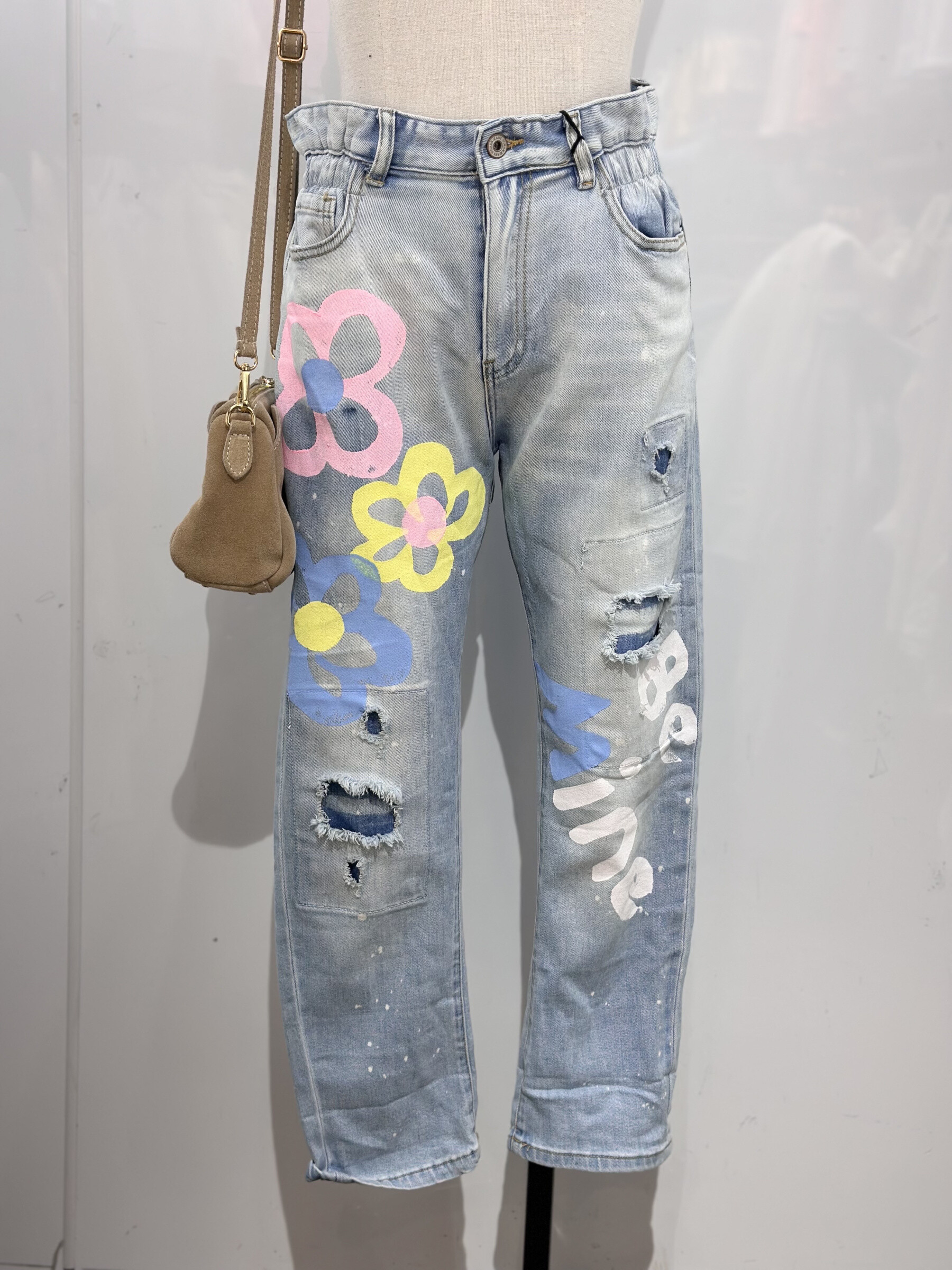 Wholesaler APRIL VINTAGE - Jeans paint flowers be mine