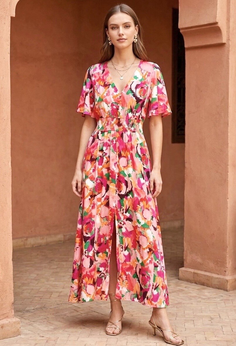 Mayorista Archie Love - Elegante vestido largo estampado