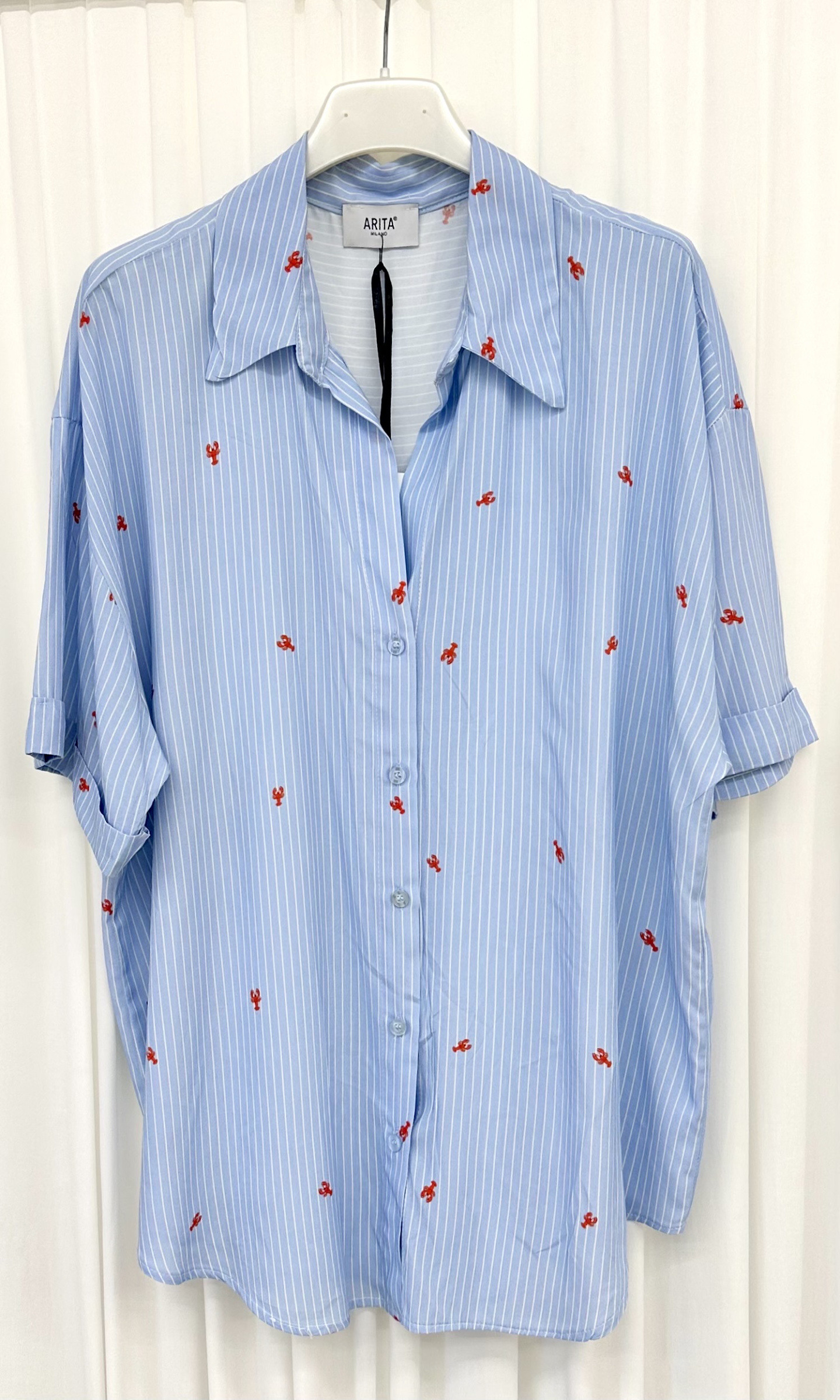 Wholesaler ARITA - Striped viscose shirt with lobster print