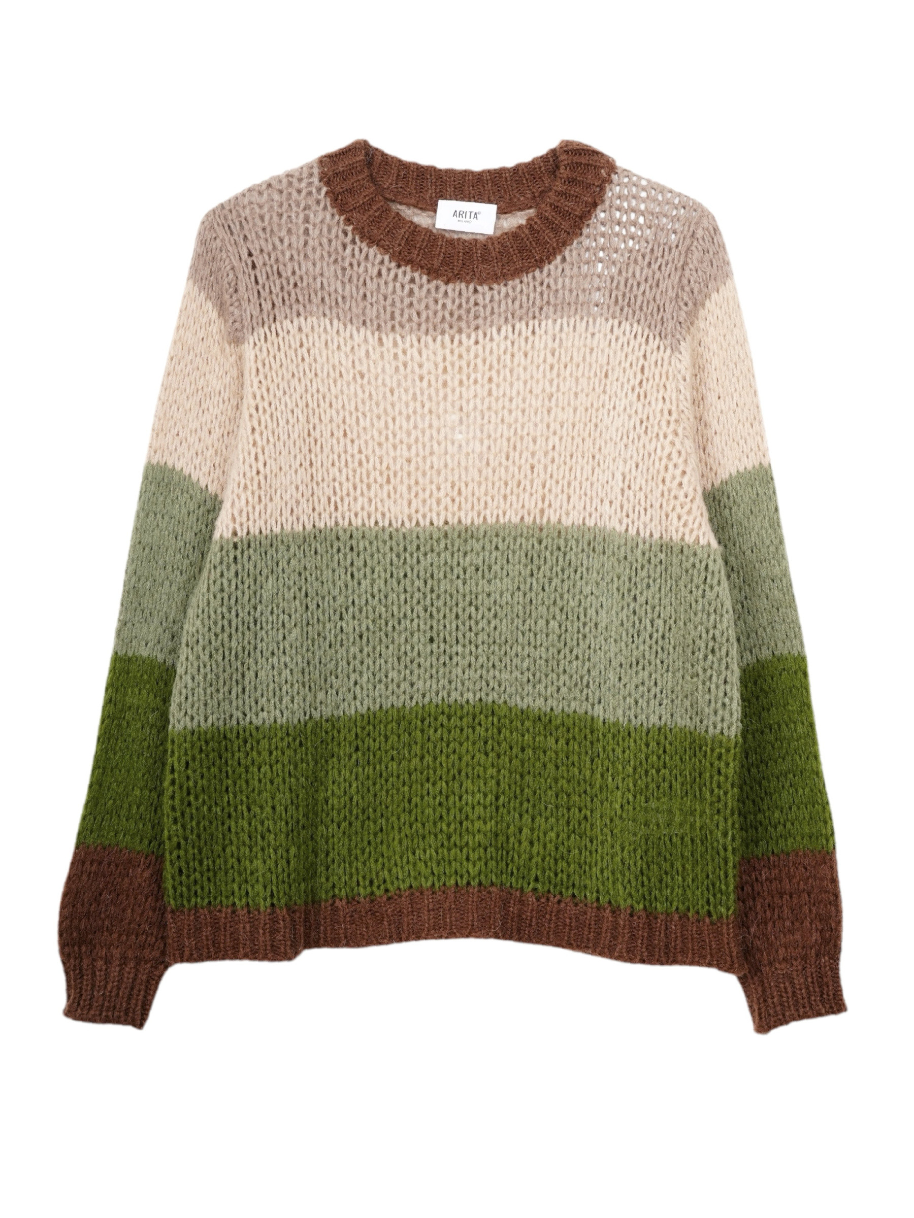 Wholesaler ARITA - Multicolored striped sweater in a wool and mohair blend. Oversized fit. Made in Italy.