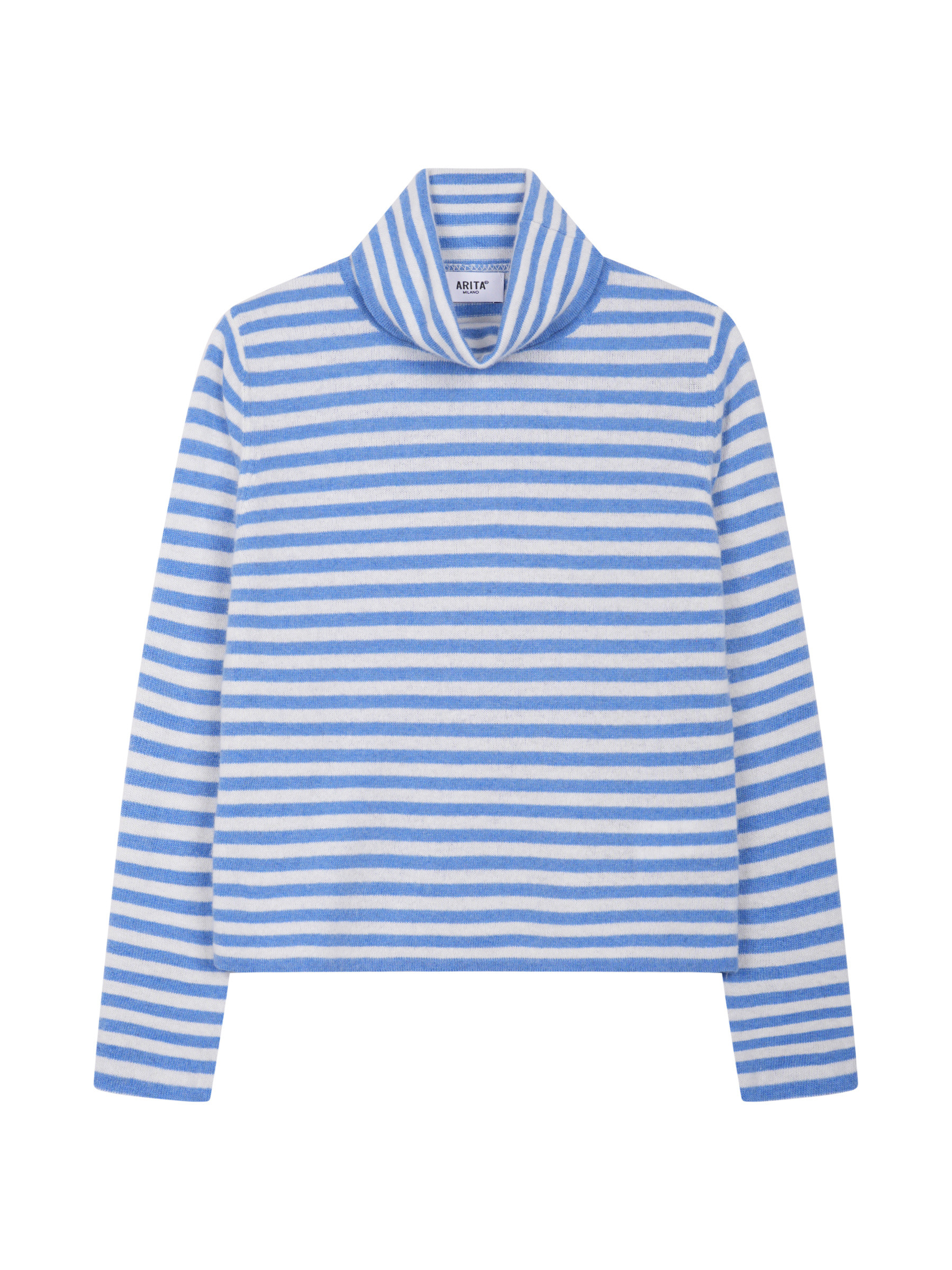 Wholesaler ARITA - Striped turtleneck sweater in wool and cashmere blend