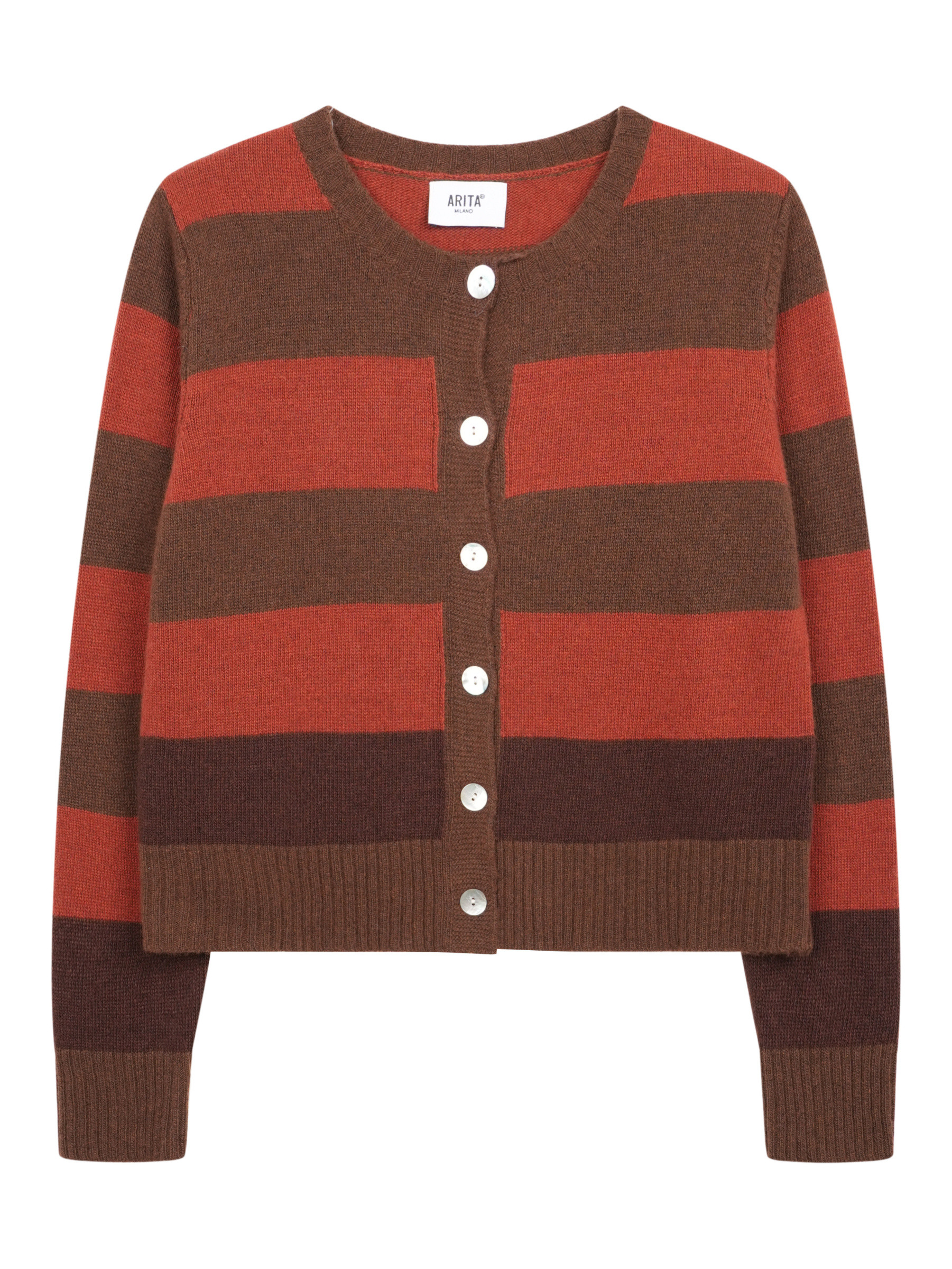 Wholesaler ARITA - Striped cardigan in wool and cashmere blend