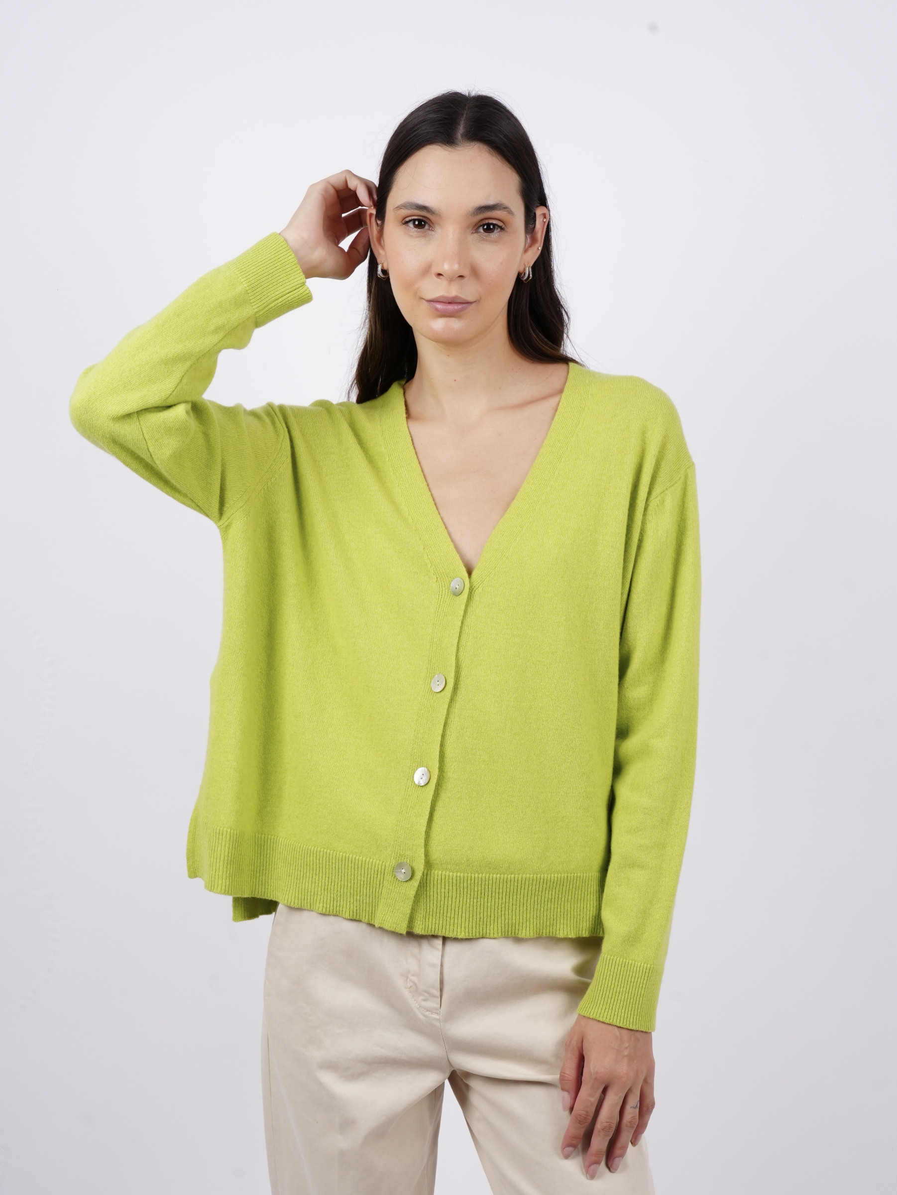 Wholesaler ARITA - Wool and cashmere blend cardigan with side slits