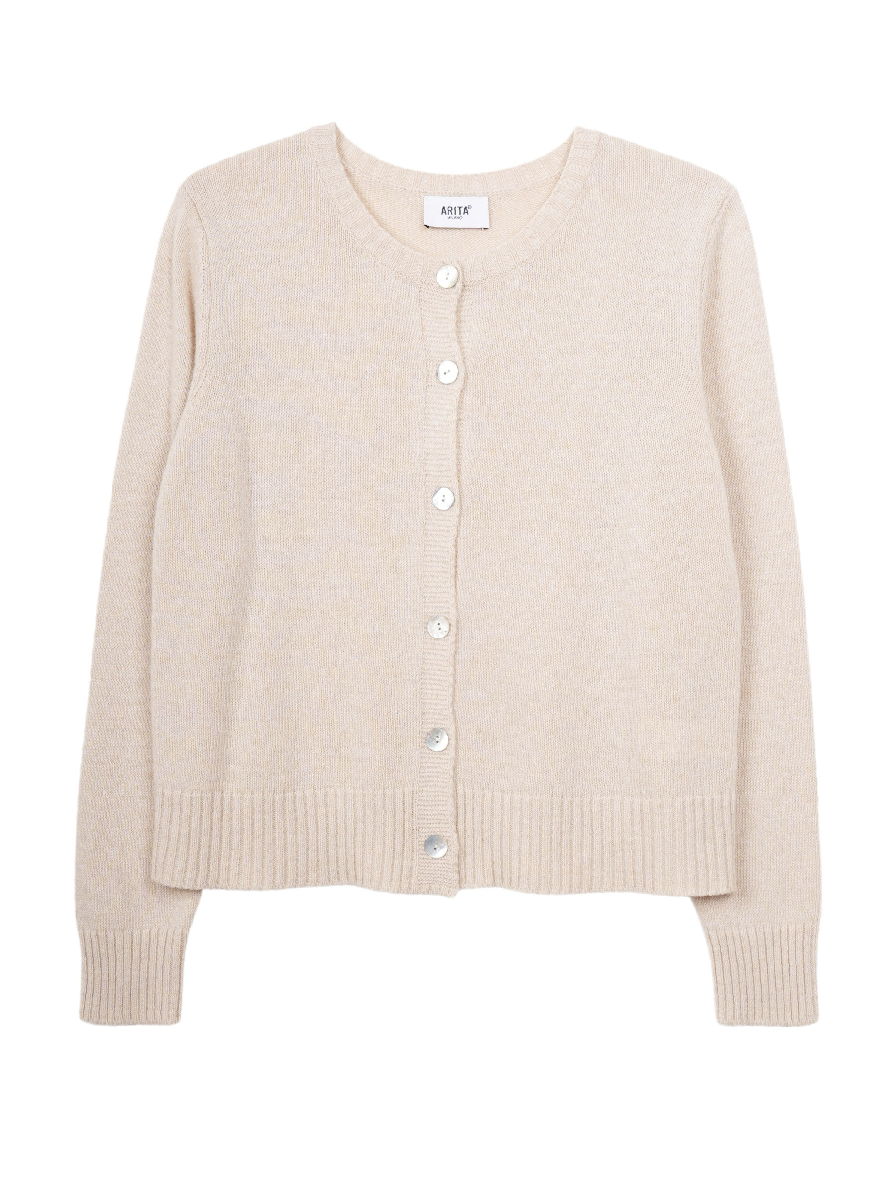 Wholesaler ARITA - Crew neck cardigan in wool and cashmere blend