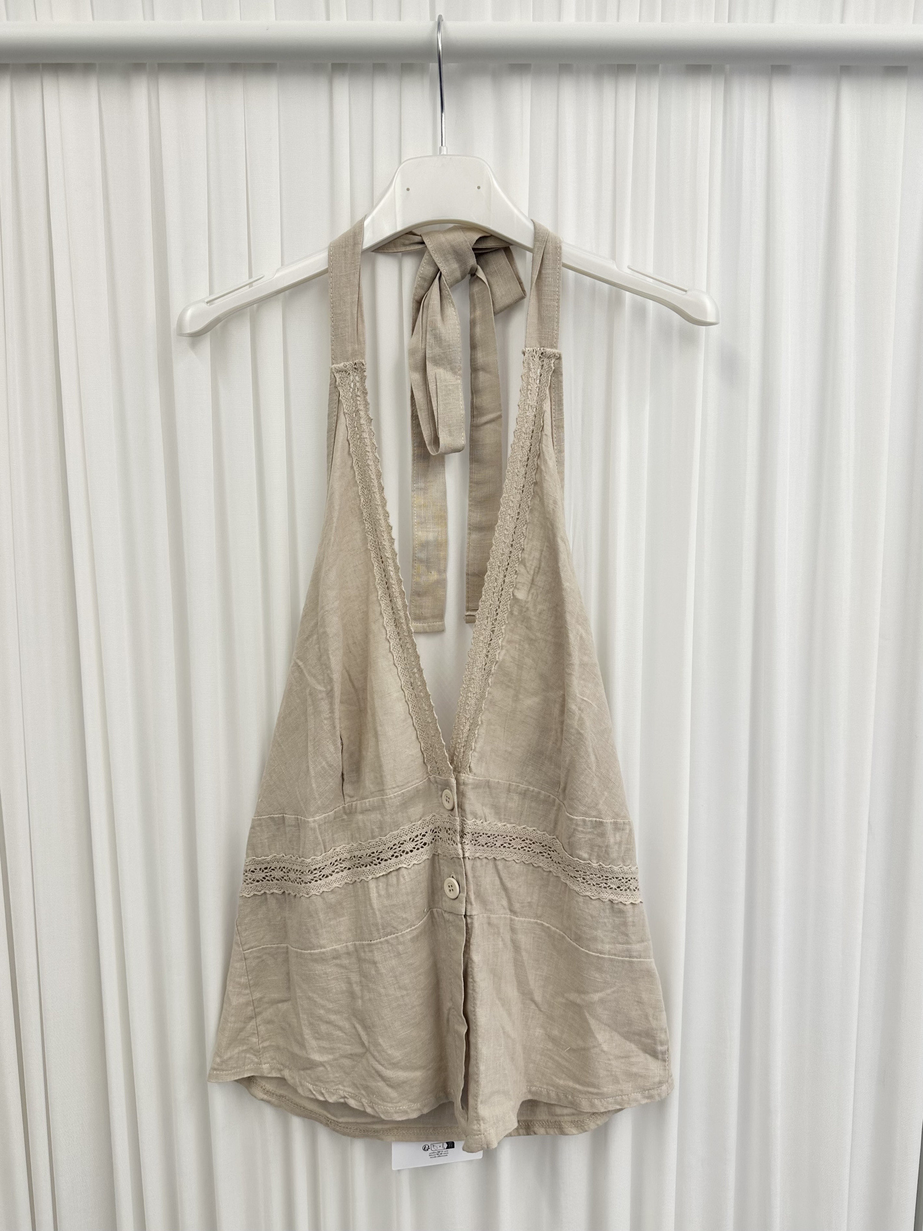 Wholesaler ARITA - Mixed linen top with back tie