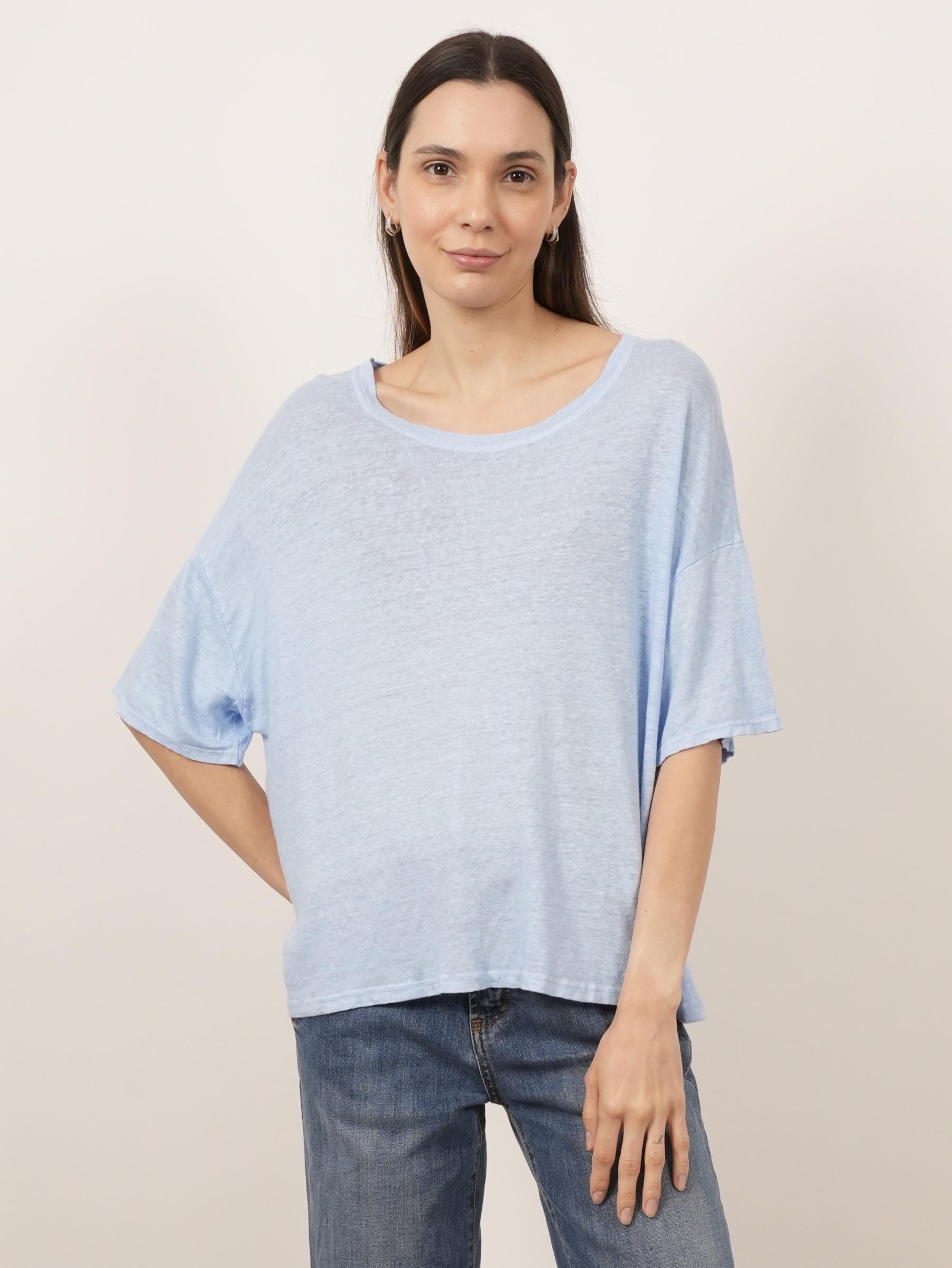 Wholesaler ARITA - Linen T-shirt with wide neckline