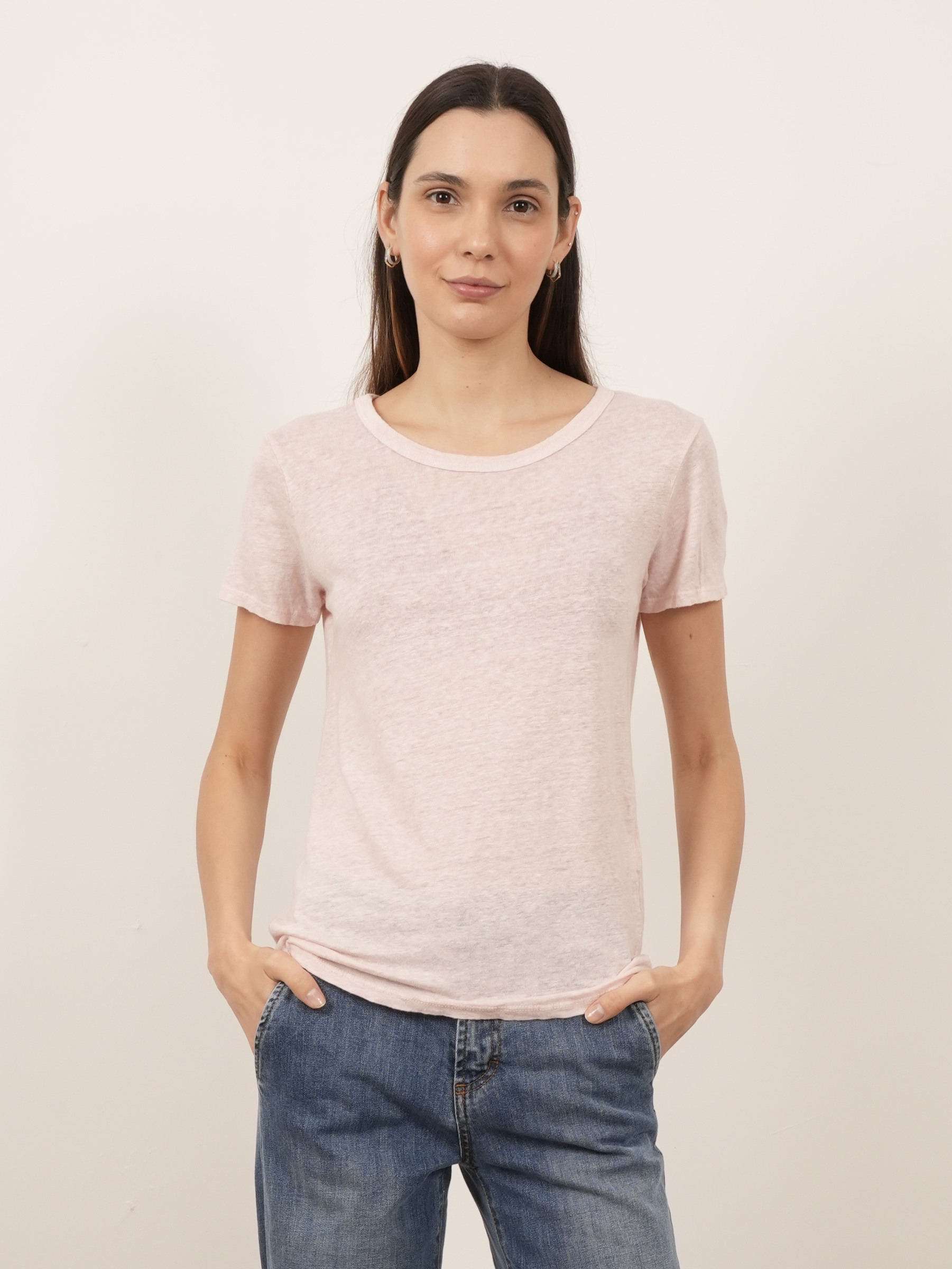 Wholesaler ARITA - Linen crew neck T-shirt