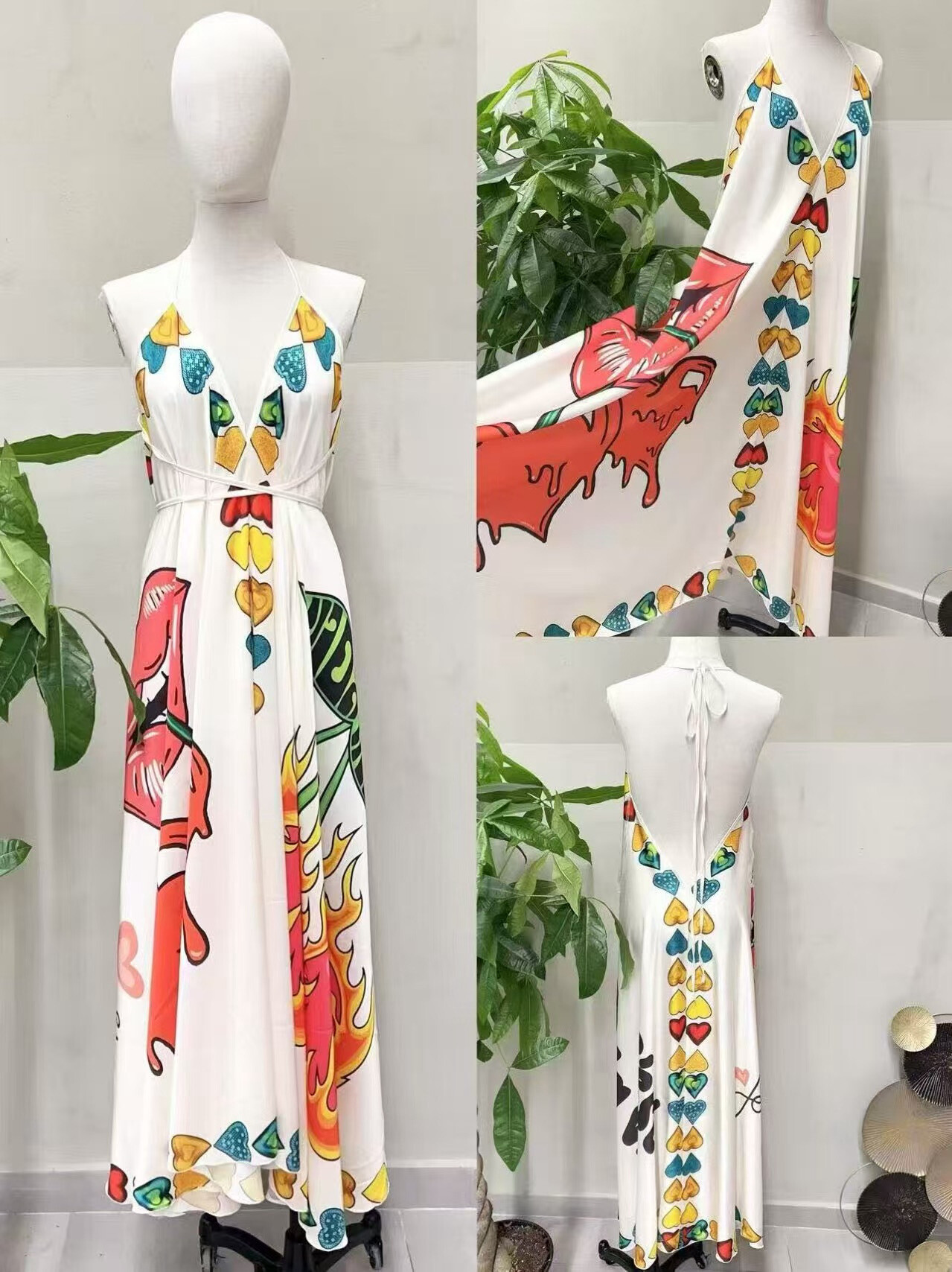 Großhändler ARTEESH ATELIER - Bohemian langes bedrucktes Pop-Art-Kleid - Rückenfrei