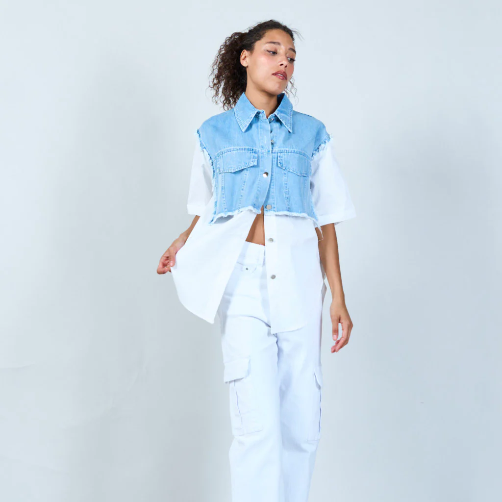 Wholesaler Artflow - White shirt with denim detail