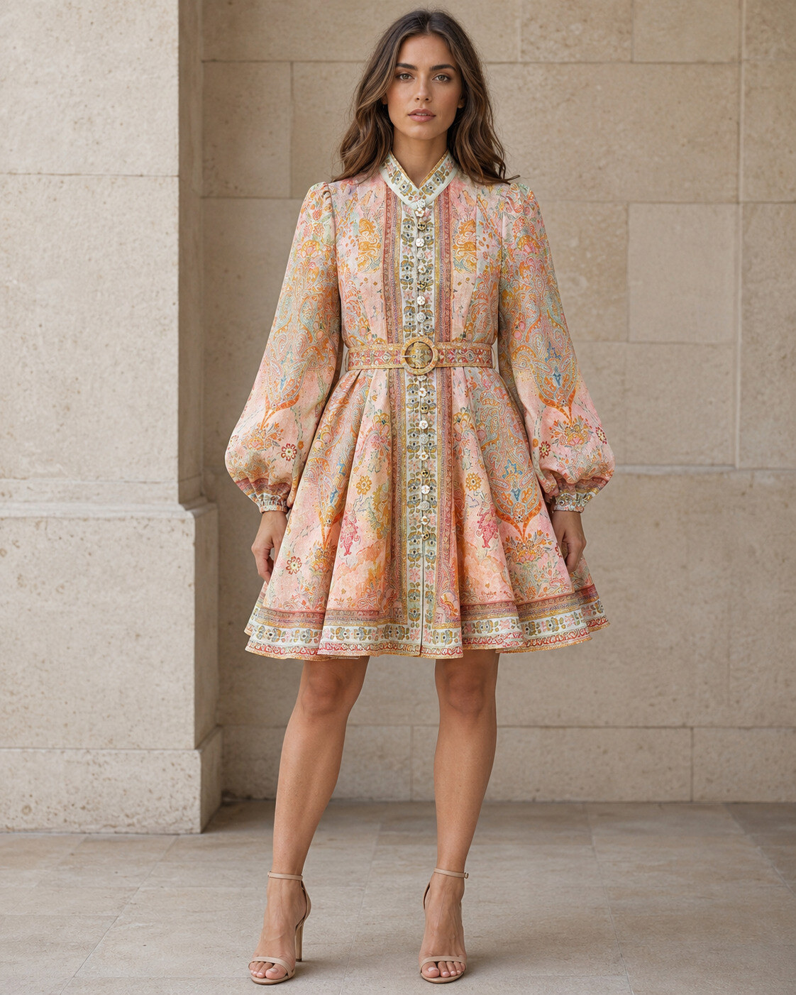 Wholesaler Artflow - Short printed dress with puff sleeves