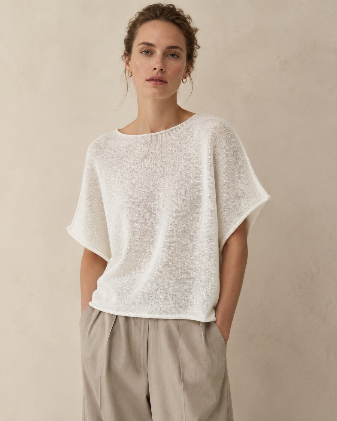 Wholesaler ARTICO MAGLIFICIO - Women's loose and lightweight mixed cotton top with short sleeves