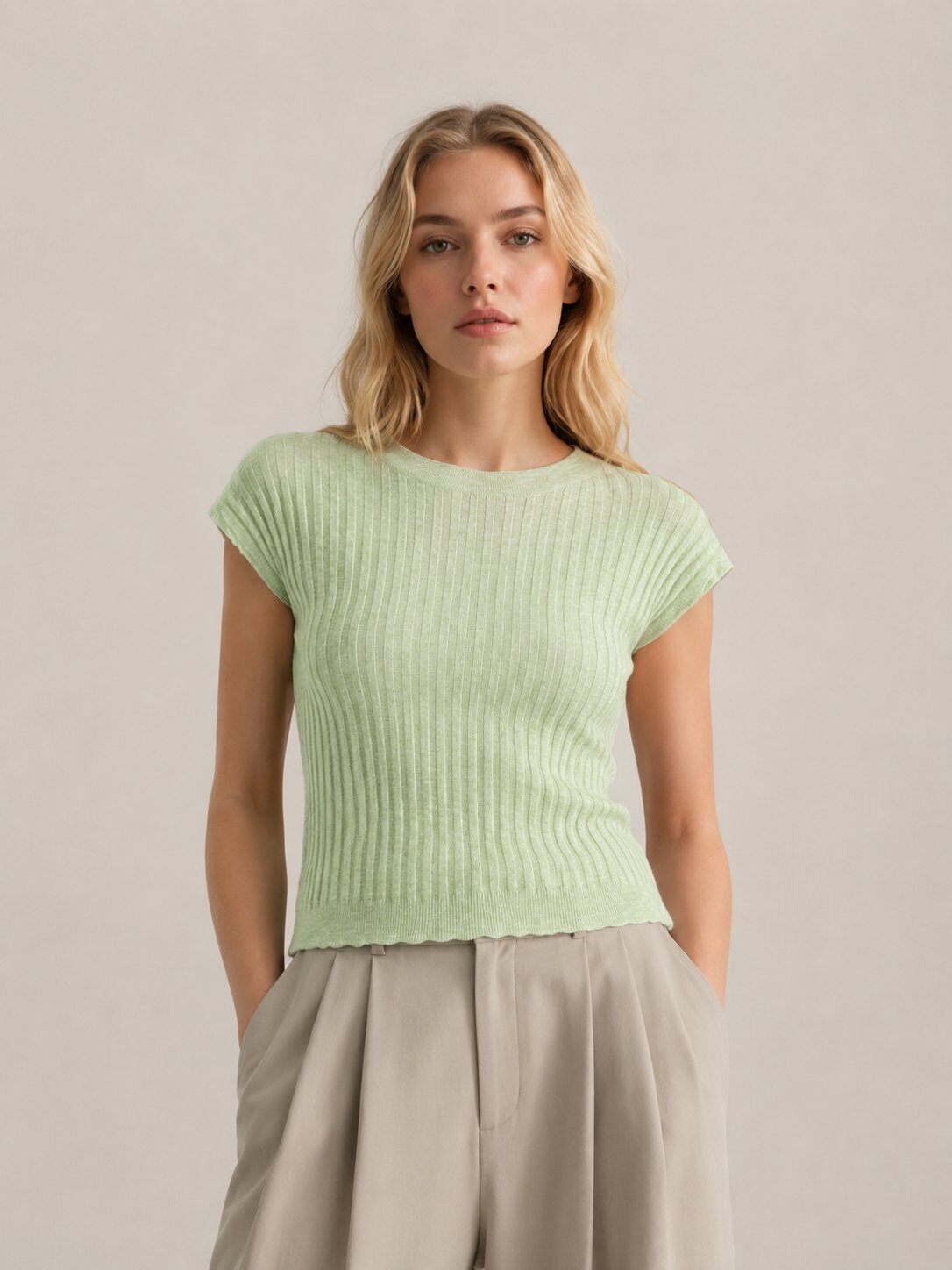 Wholesaler ARTICO MAGLIFICIO - Women's ribbed openwork sweater with semi-transparent effect and short sleeves