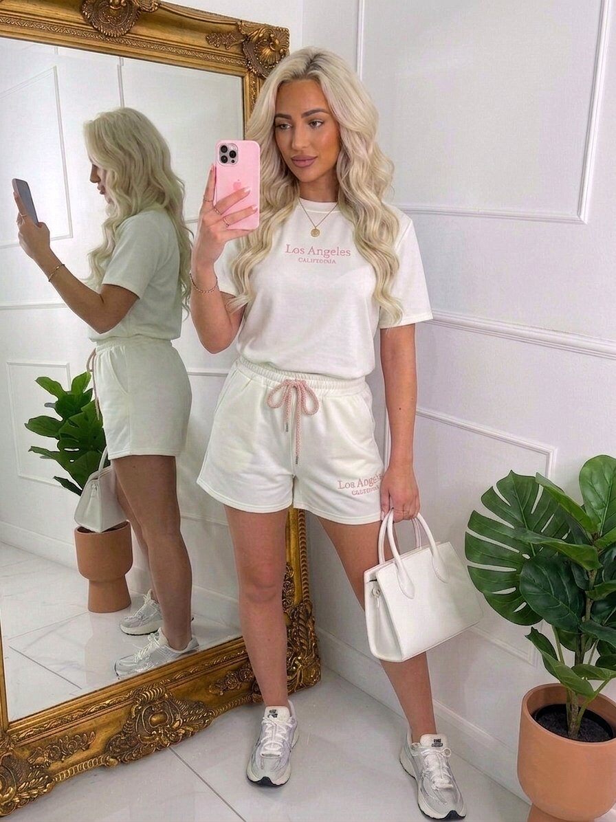 Grossiste ASHECO - Ensemble short Los Angeles en broderie