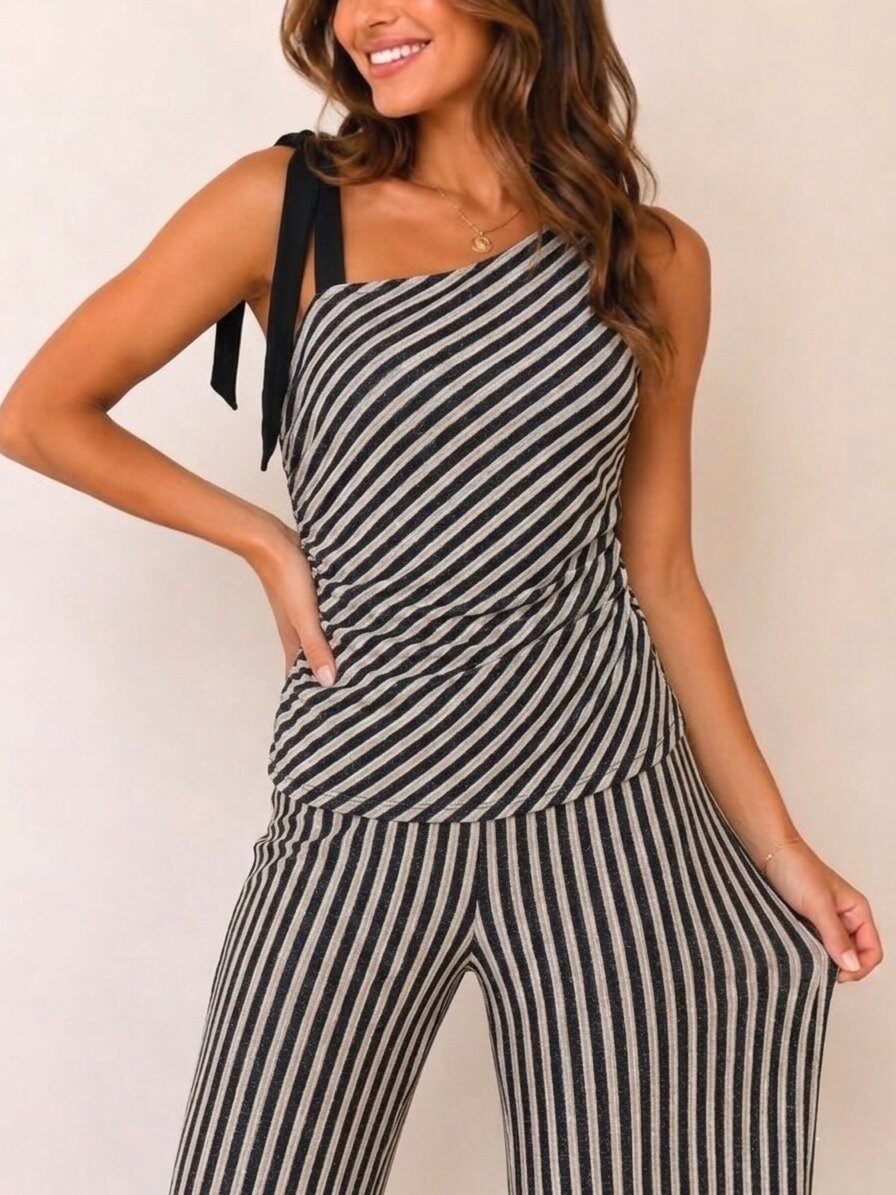 Grossiste ASHECO - Ensemble pantalon à imprimée en rayure