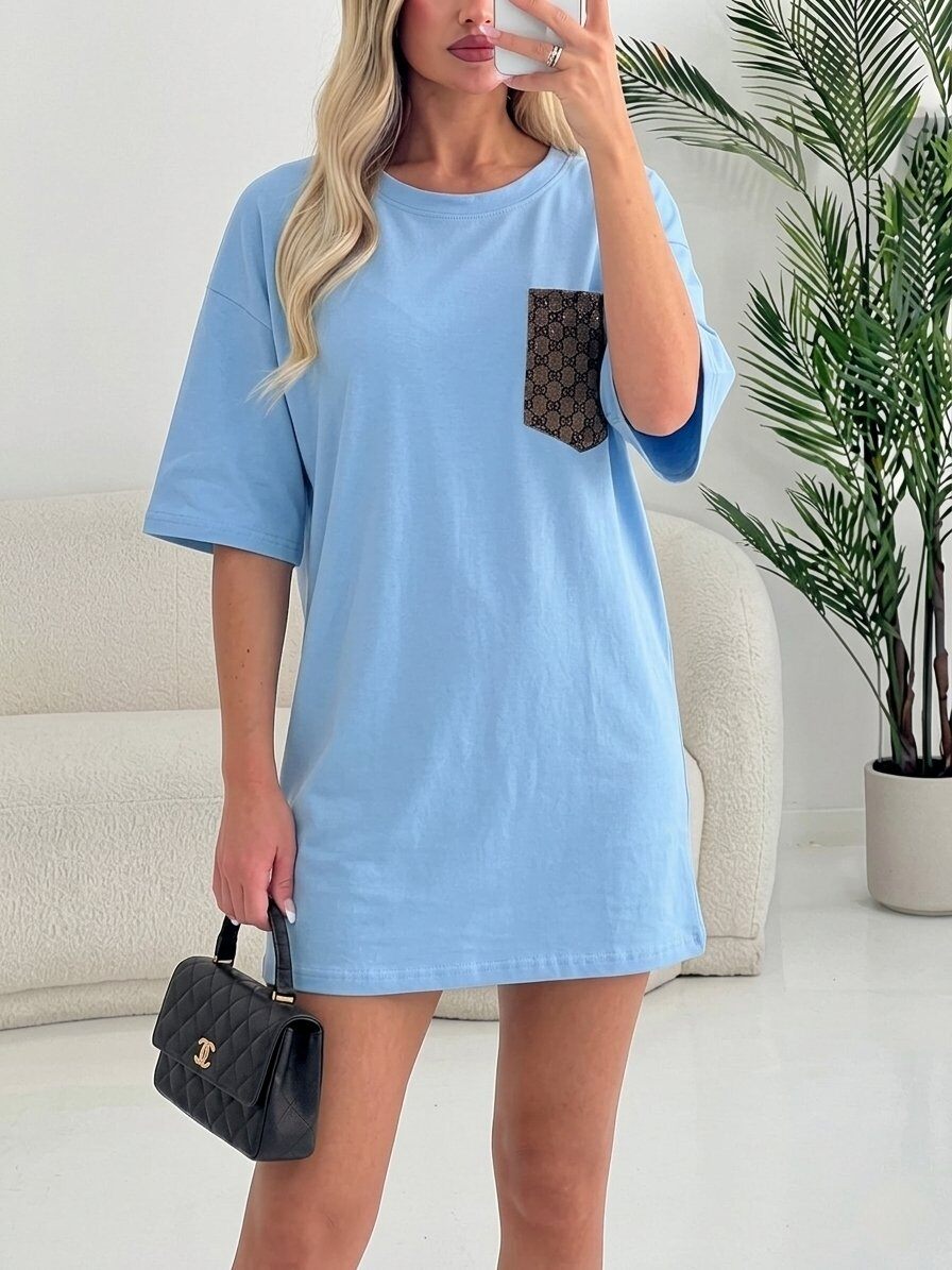 Grossiste ASHECO - Robe avec poches à imprimée et strass