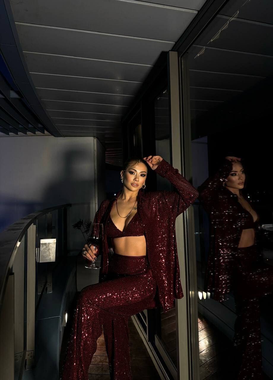 Wholesaler ASHILDA PARIS - Three-Piece Sequin Set Shirt Bralette Pants