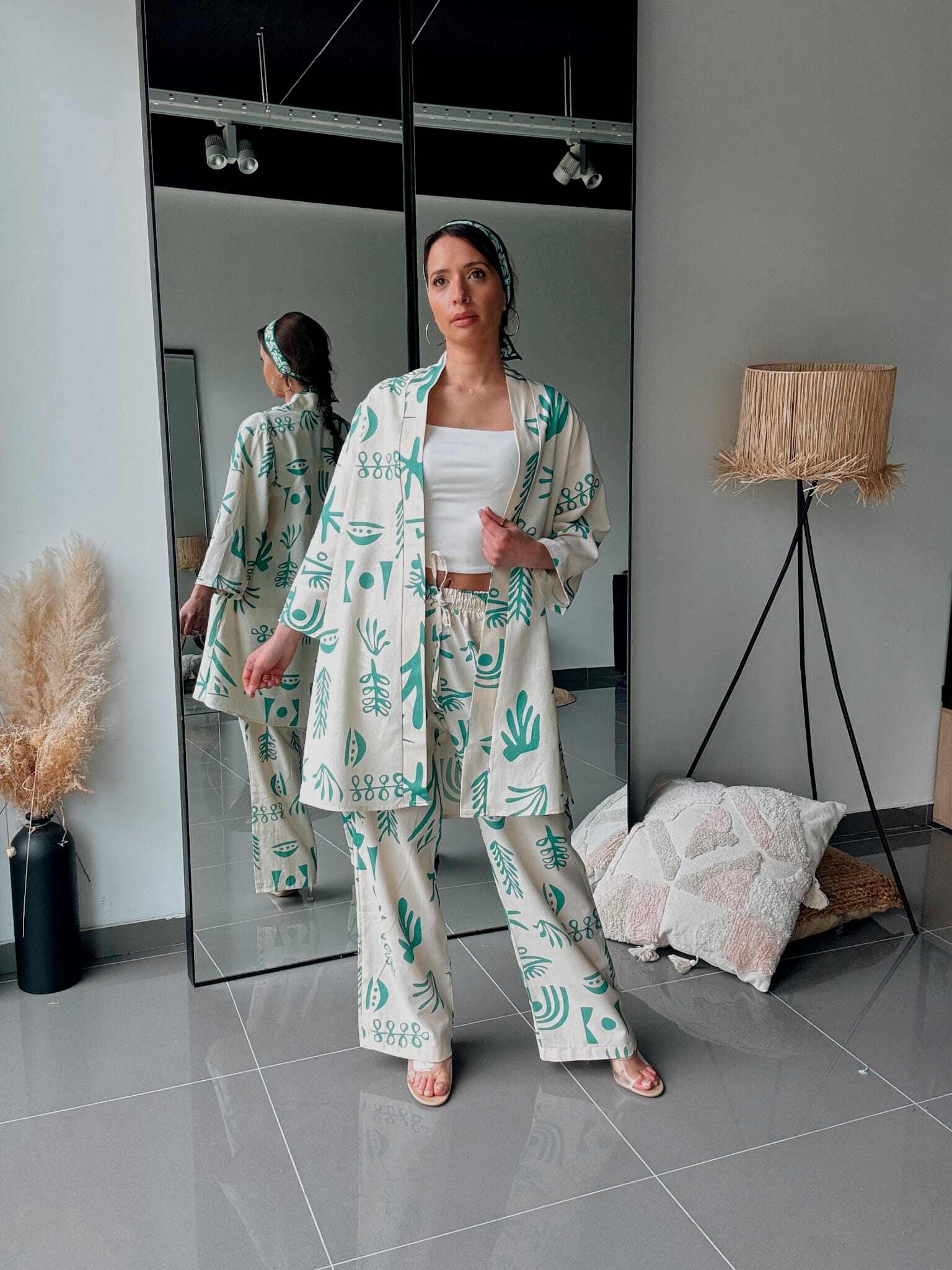 Großhändler ASHILDA PARIS - Bedrucktes Kimono- & Hosen-Set – Lässiger Chic-Stil