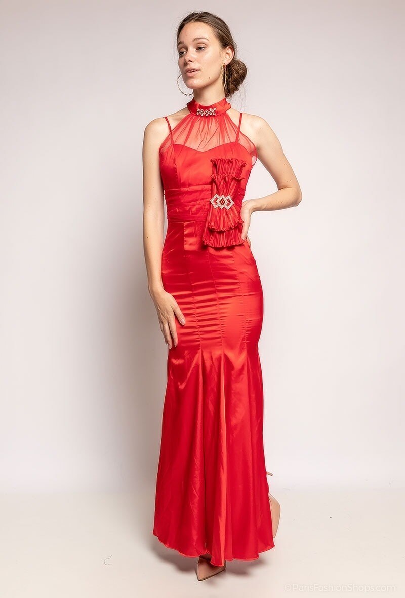 Wholesaler Ashwi - Silky dress with tulle and strass