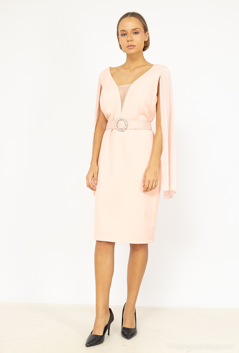 Wholesaler Ashwi - Long open sleeve pleated dress