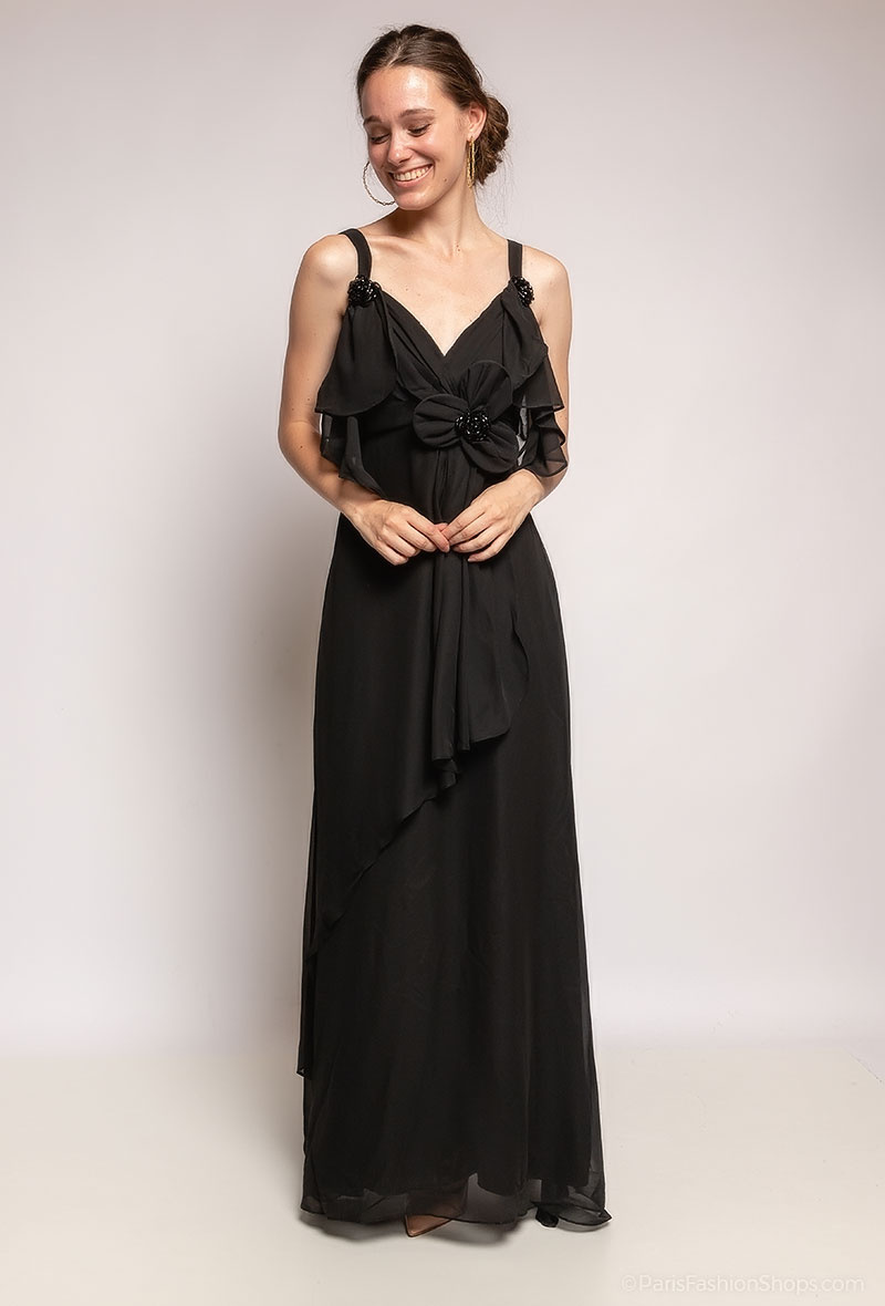 Wholesaler Ashwi - Long dress with pearl flowers